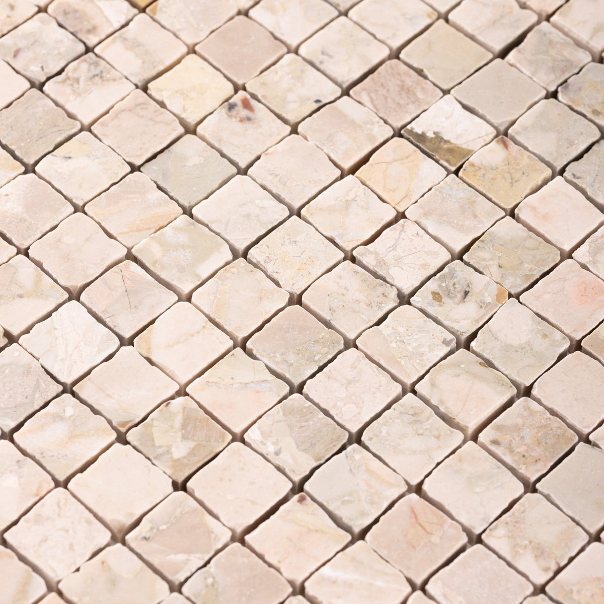 Botticelli Breccia Rose 1x1 Patina Marble Mosaic Tile - Cemento Collection