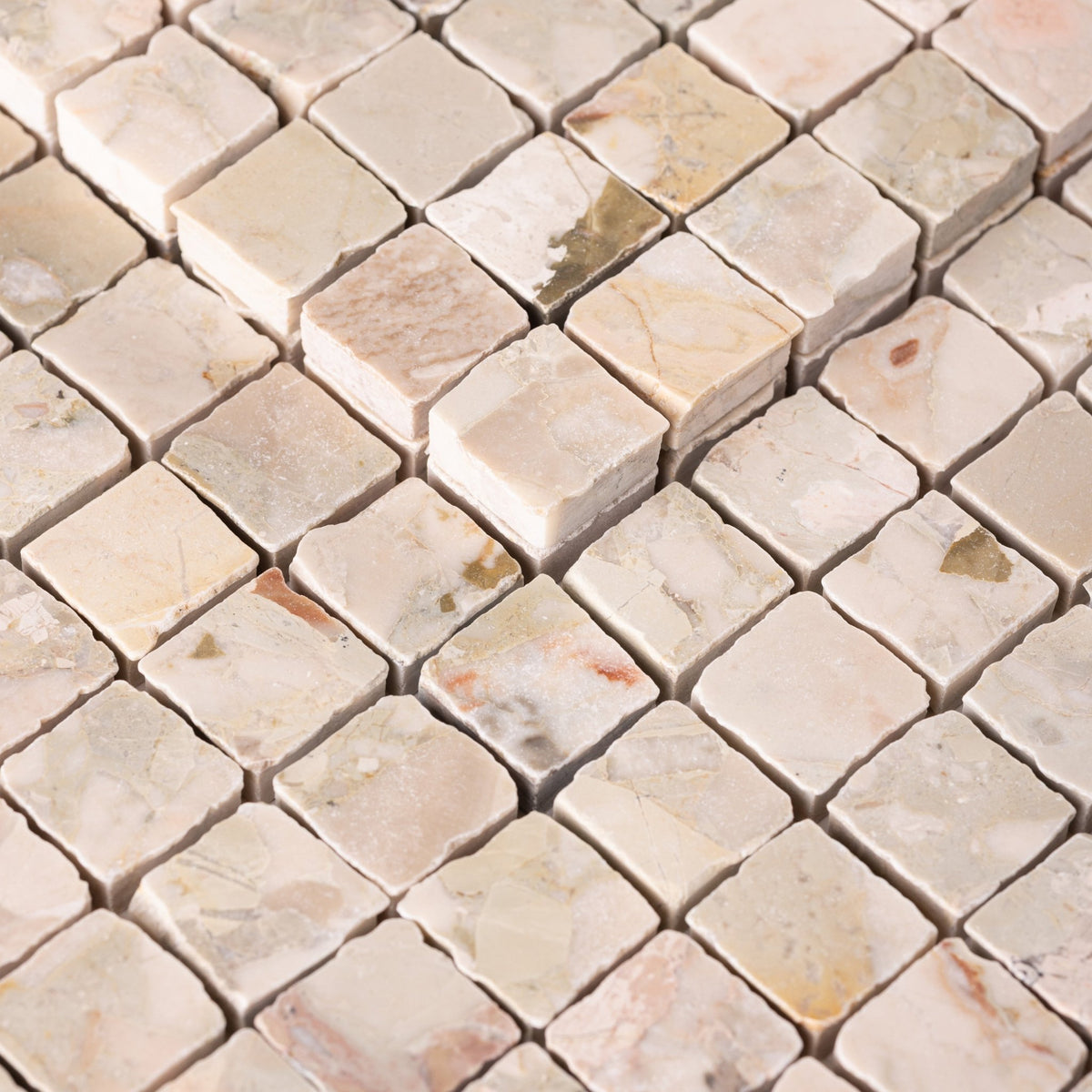 Botticelli Breccia Rose 1x1 Patina Marble Mosaic Tile - Cemento Collection