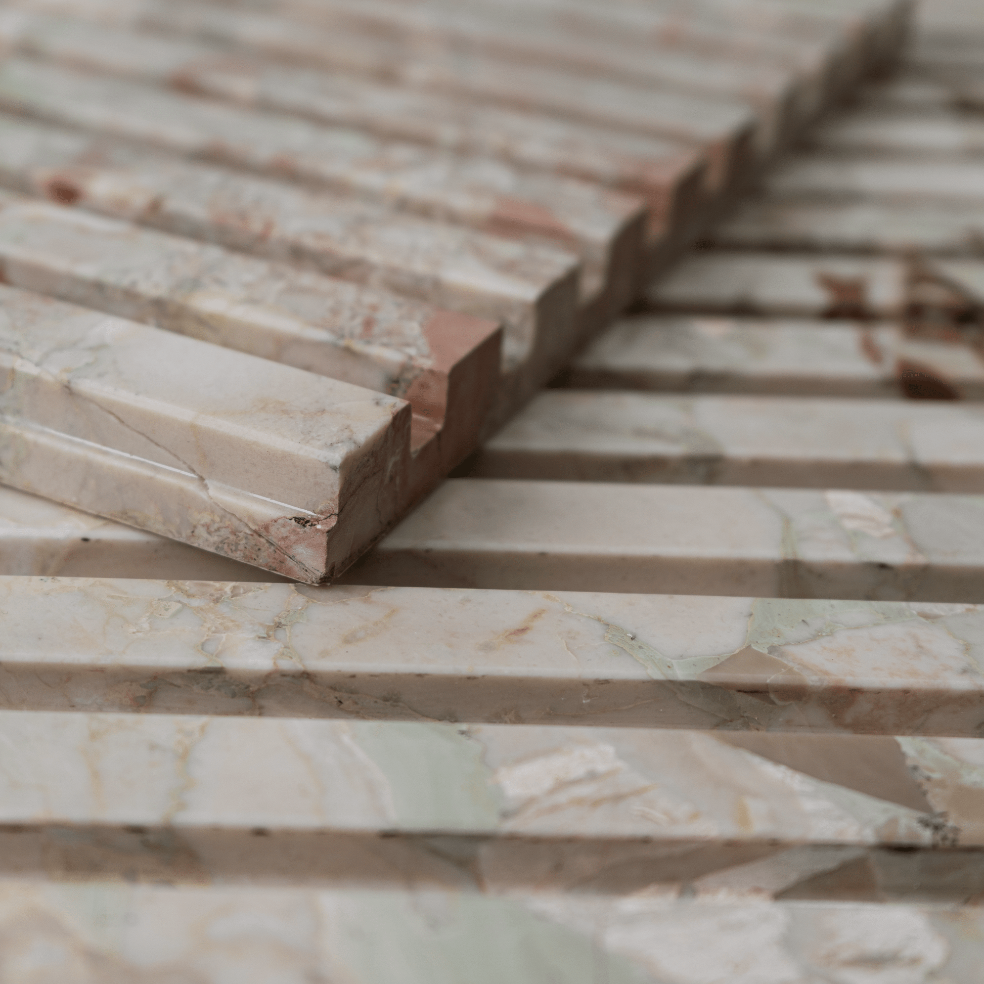 Botticelli Breccia Rose Marble 12x24 Honed Fluted Field Tile - Cemento Collection