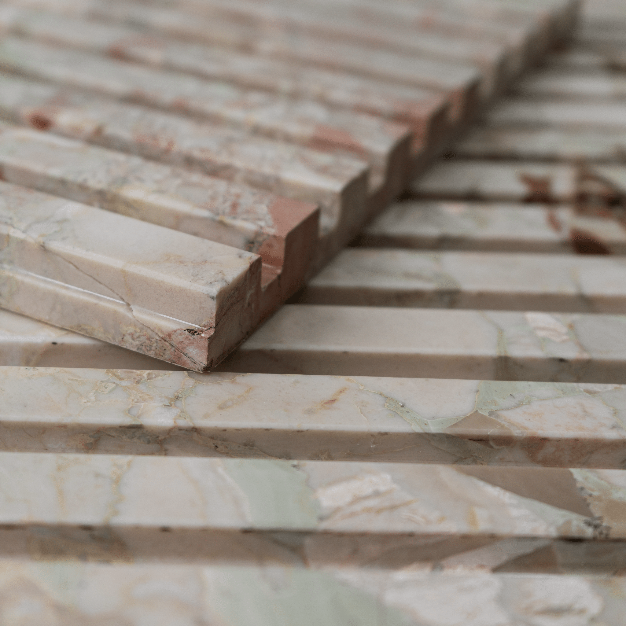 Botticelli Breccia Rose Marble 12x24 Honed Fluted Field Tile - Cemento Collection