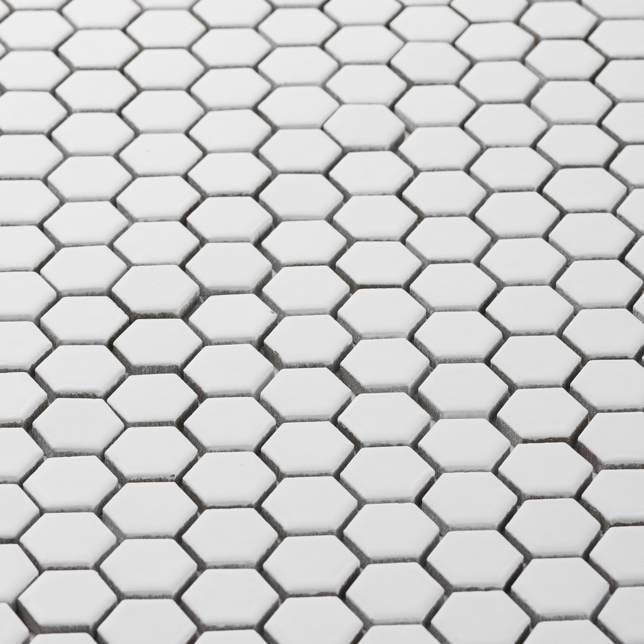 Bright White 1" Hexagon Matte Porcelain Mosaic Tile - Cemento Collection