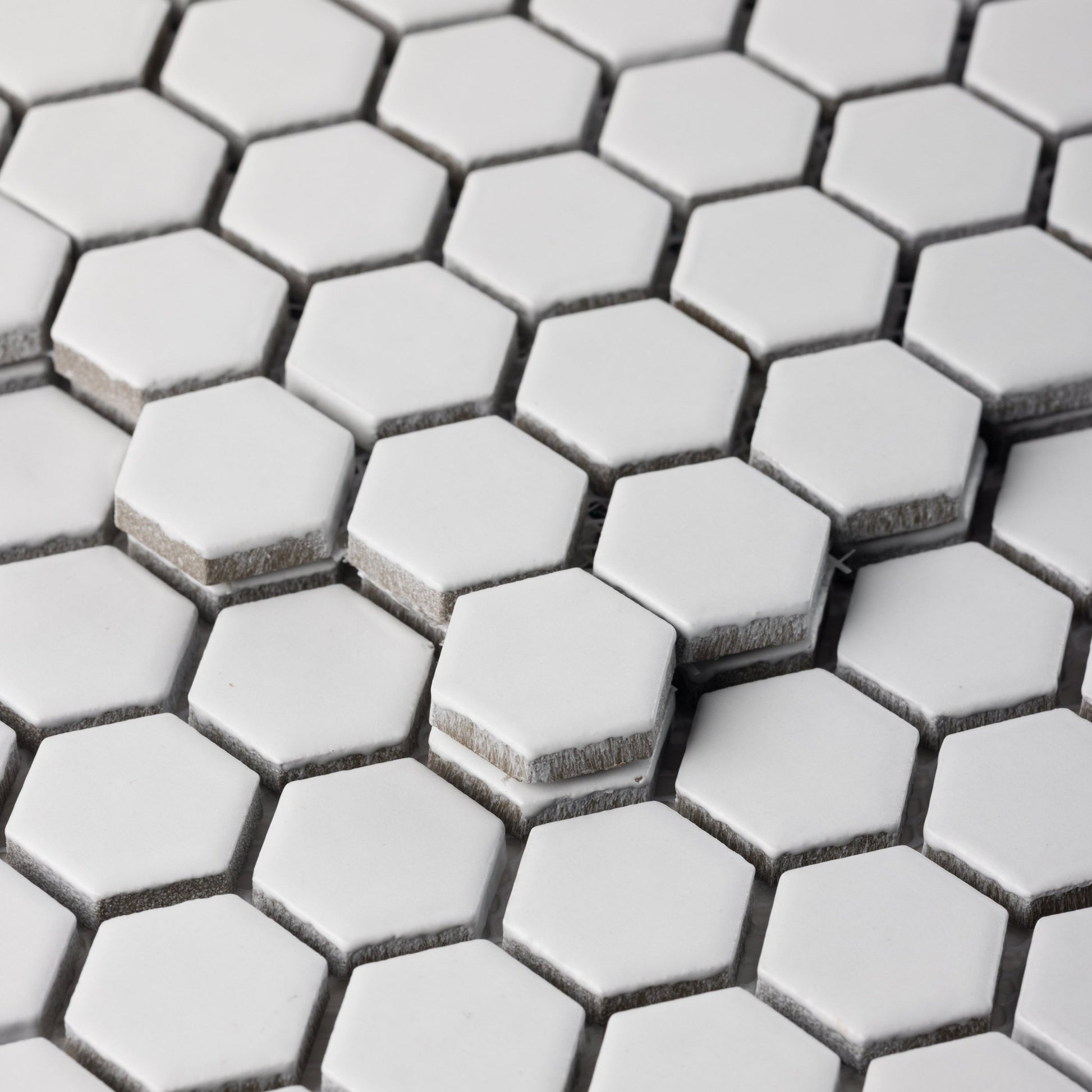 Bright White 1" Hexagon Matte Porcelain Mosaic Tile - Cemento Collection