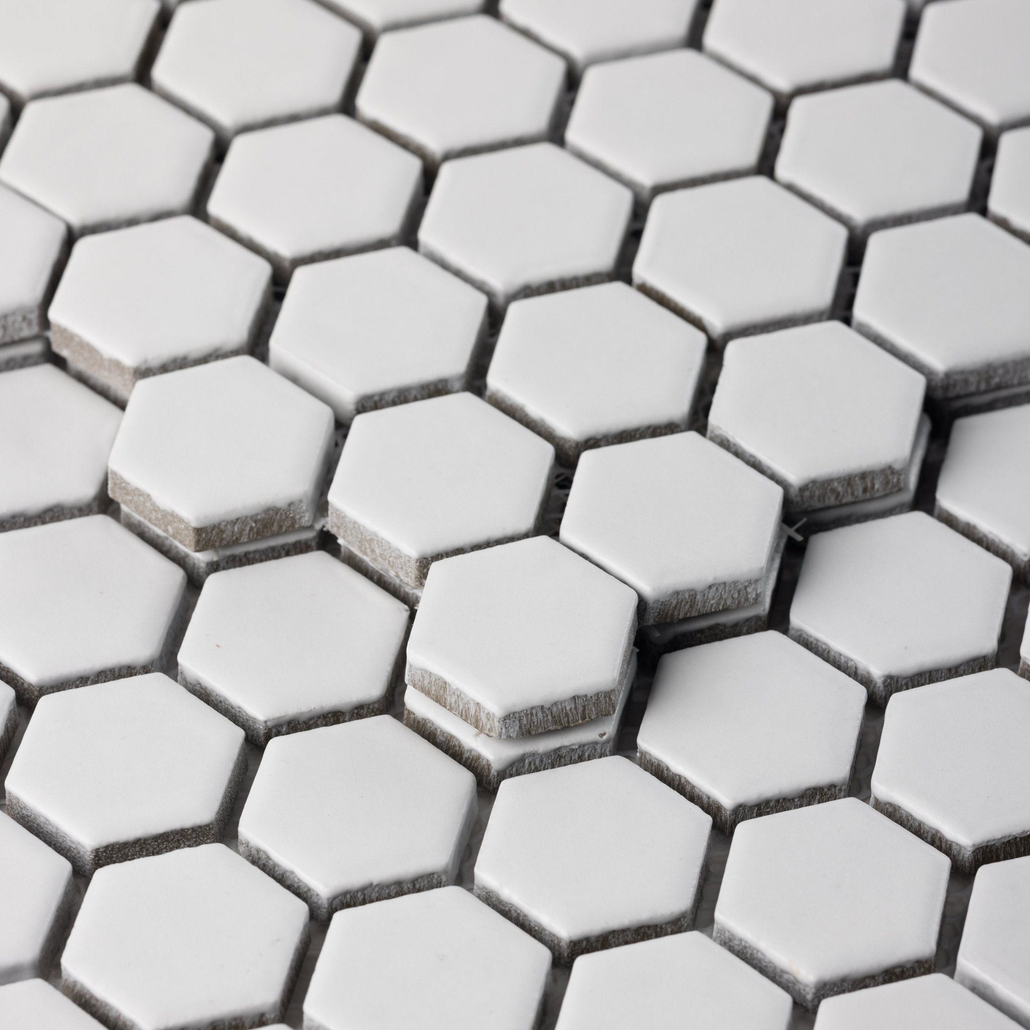 Bright White 1" Hexagon Matte Porcelain Mosaic Tile - Cemento Collection