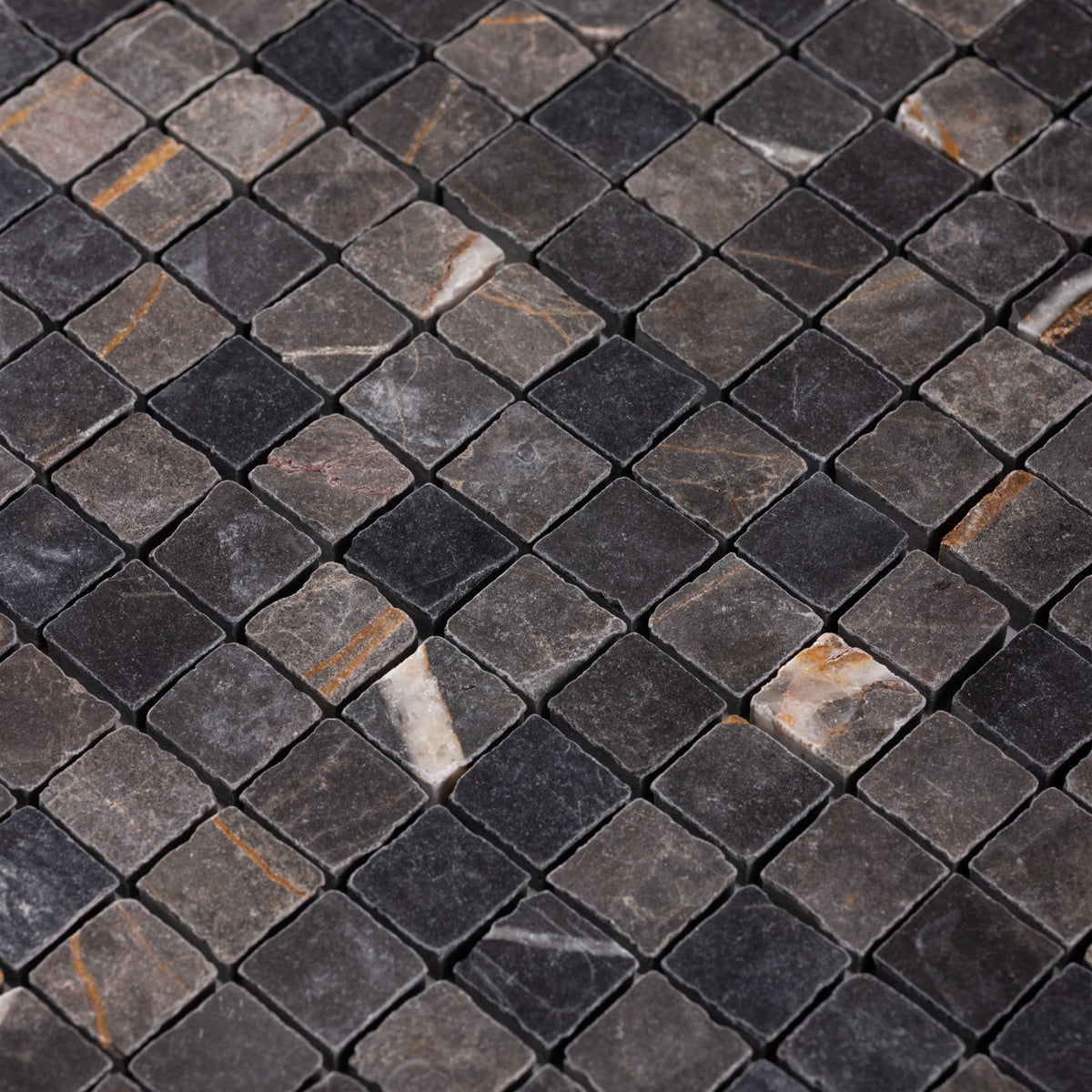 Bronze Fantasy 1x1 Patina Marble Mosaic Tile - Cemento Collection