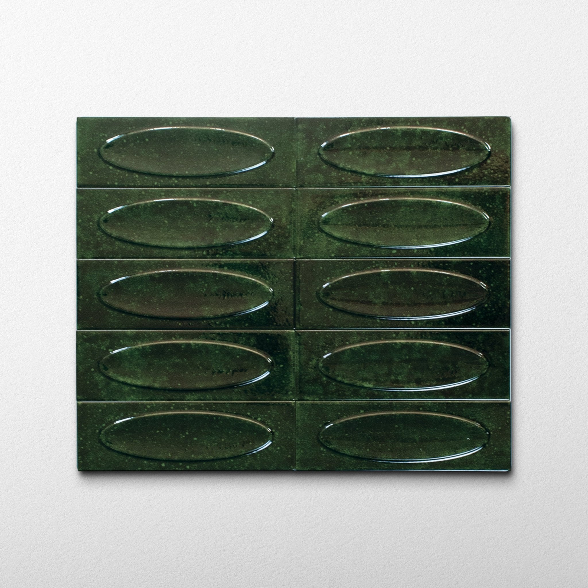 Bubble 2.5x8 Brick Alpine Green Ceramic Tiles | Cemento Collection