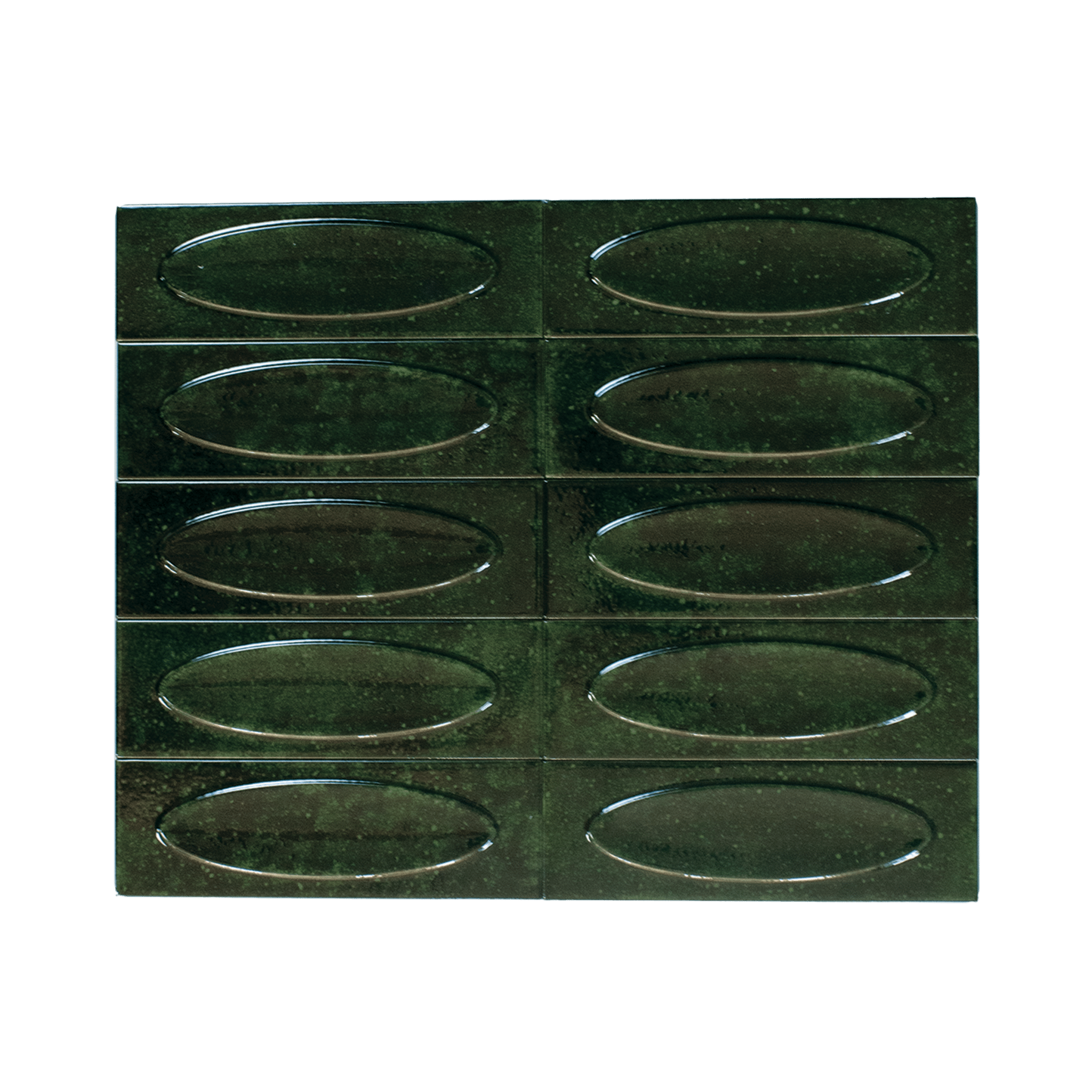 Bubble 2.5x8 Brick Alpine Green Ceramic Tiles - Cemento Collection