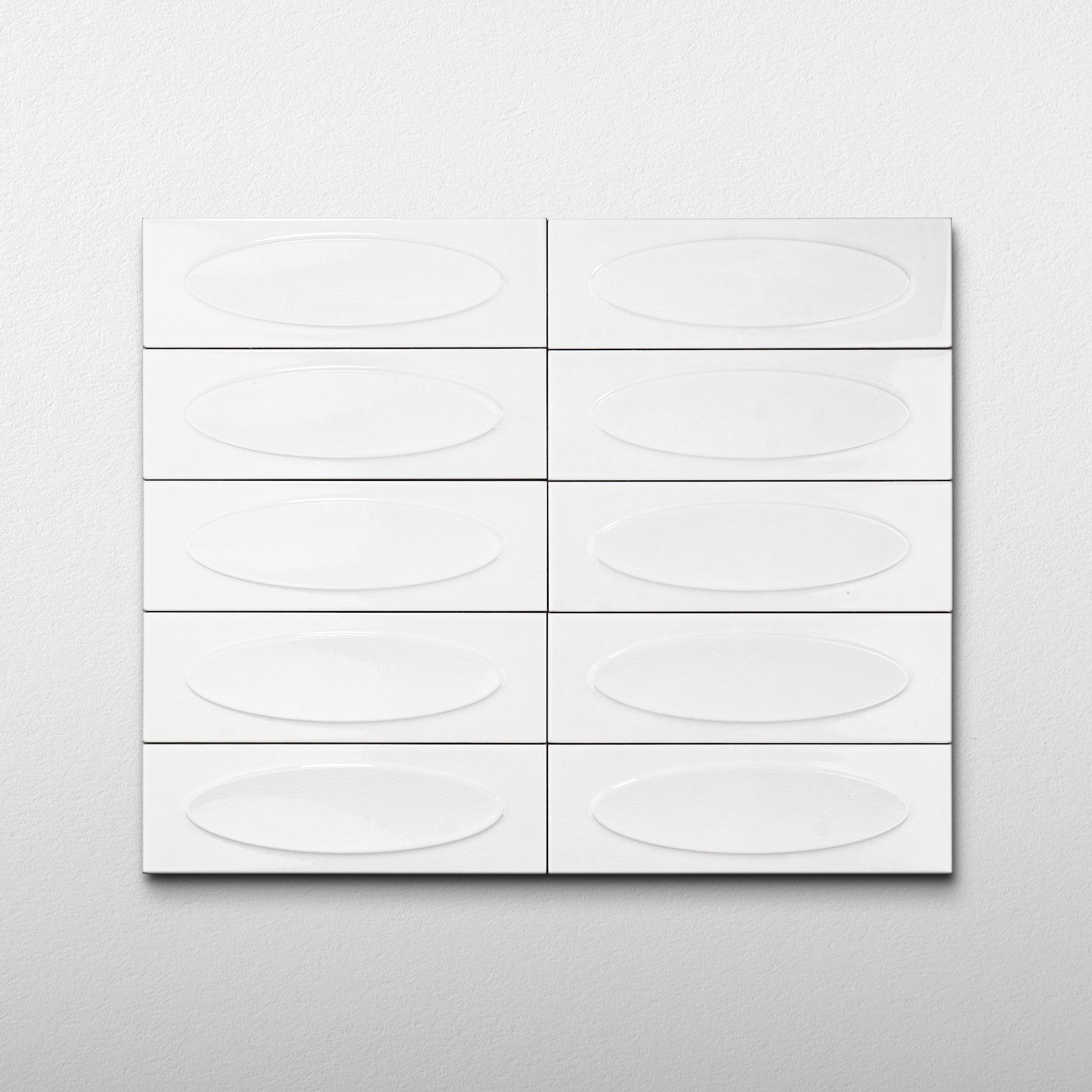 Bubble 2.5x8 Brick White Ceramic Tiles - Cemento Collection