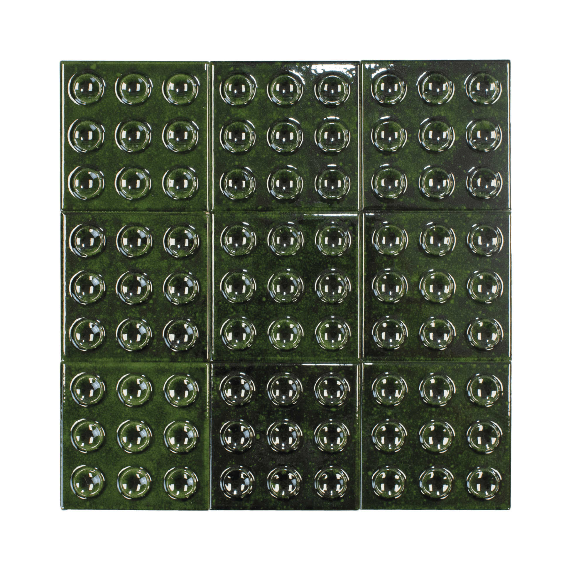 Bubble 4x4 Square Alpine Green Ceramic Tiles - Cemento Collection