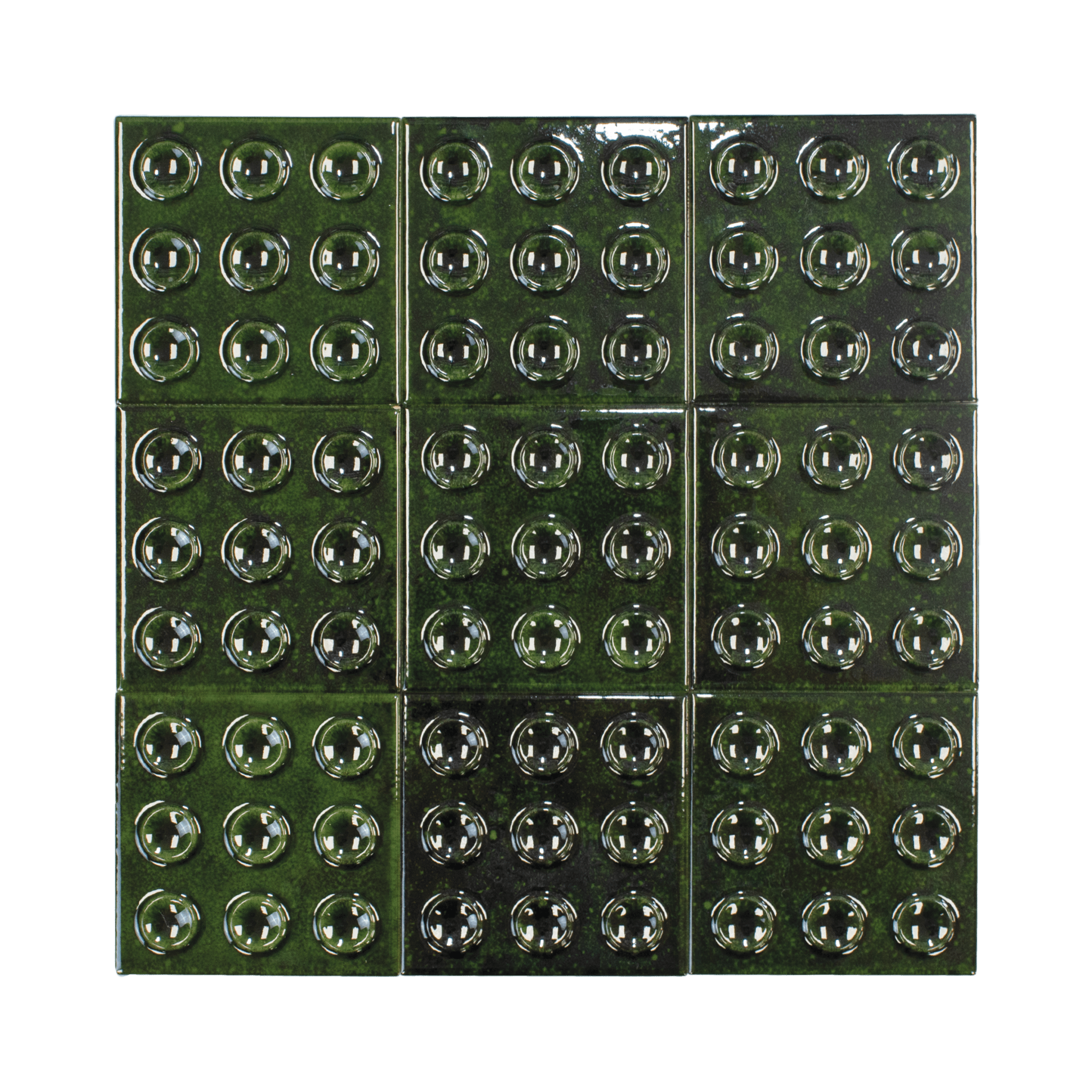 Bubble 4x4 Square Alpine Green Ceramic Tiles - Cemento Collection