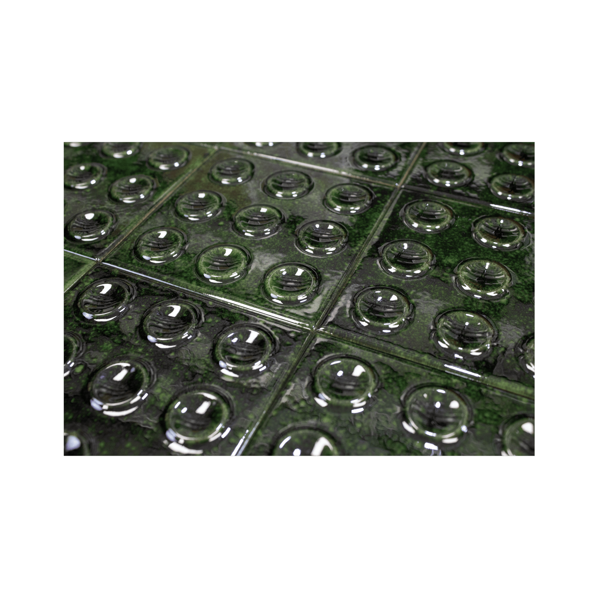 Bubble 4x4 Square Alpine Green Ceramic Tiles - Cemento Collection