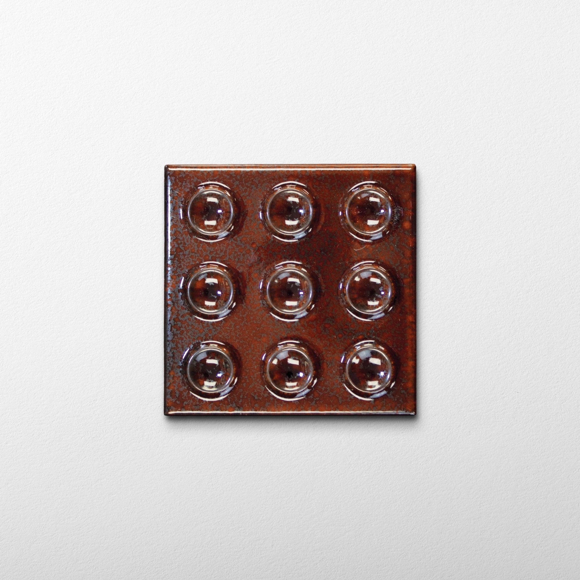 Bubble 4x4 Square Saffron Red Ceramic Tiles