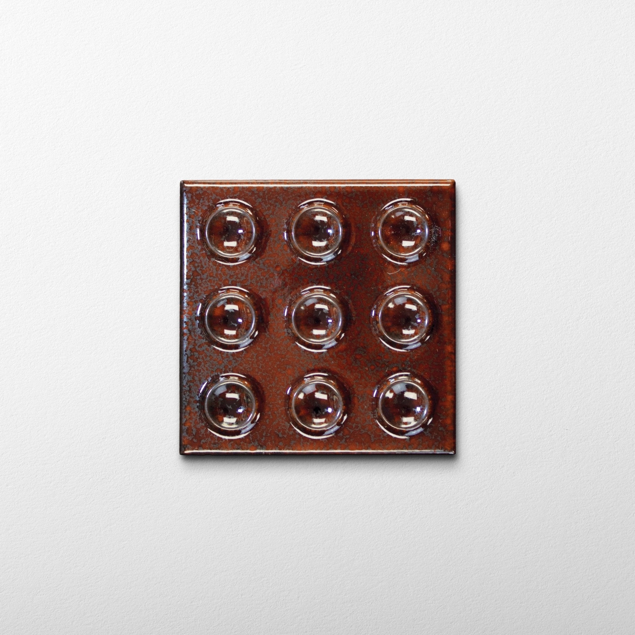 Bubble 4x4 Square Saffron Red Ceramic Tiles