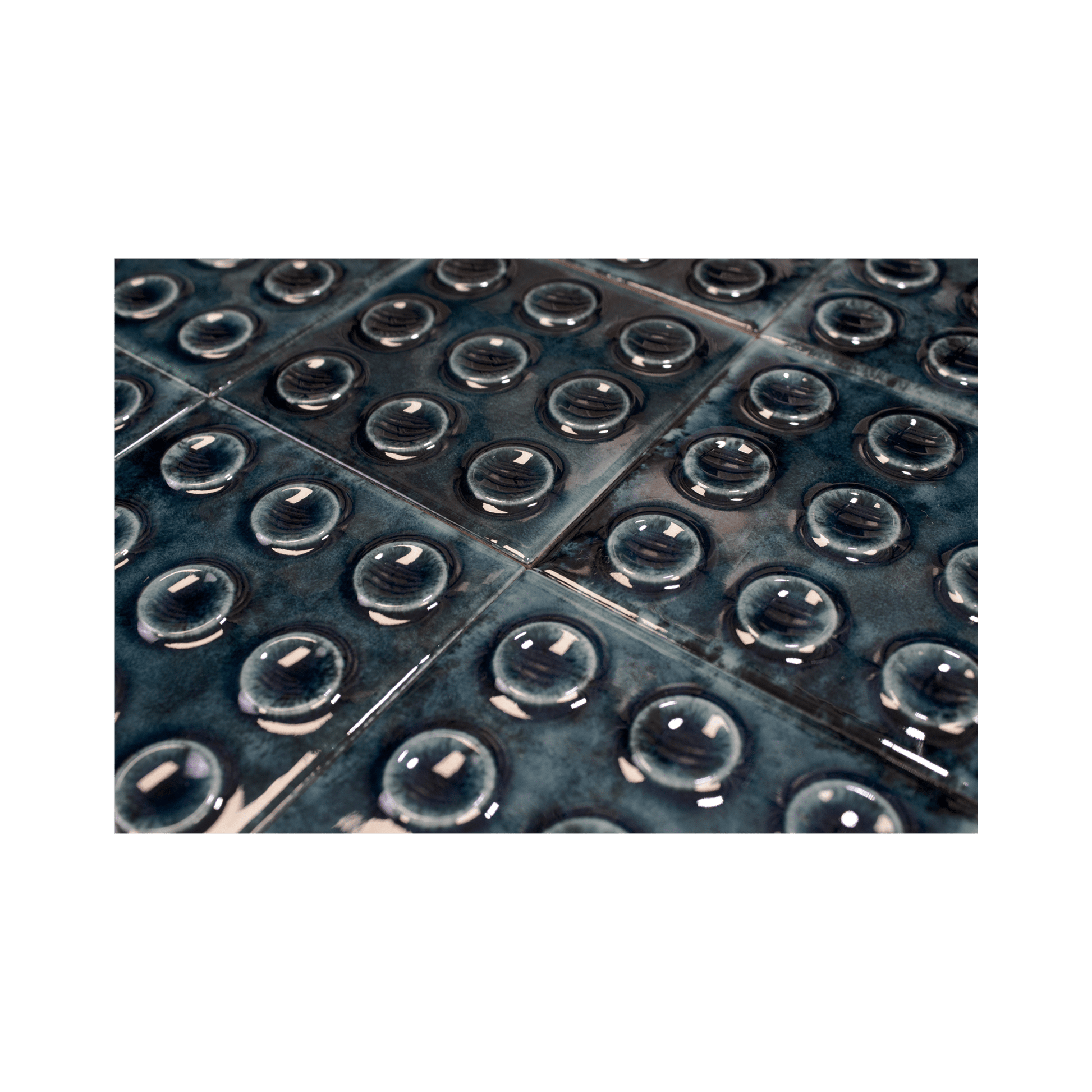 Bubble 4x4 Square Sapphire Blue Ceramic Tiles - Cemento Collection