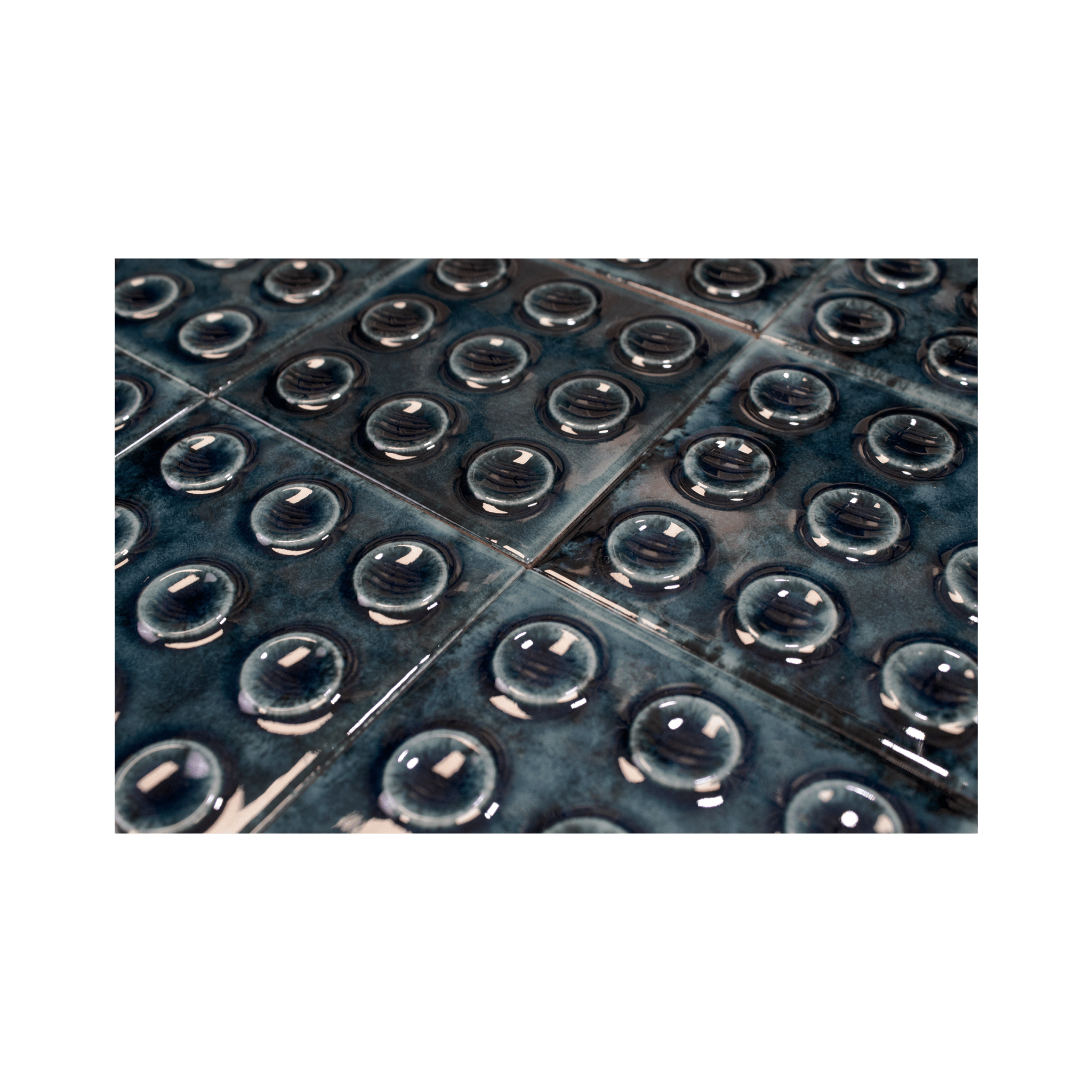 Bubble 4x4 Square Sapphire Blue Ceramic Tiles - Cemento Collection
