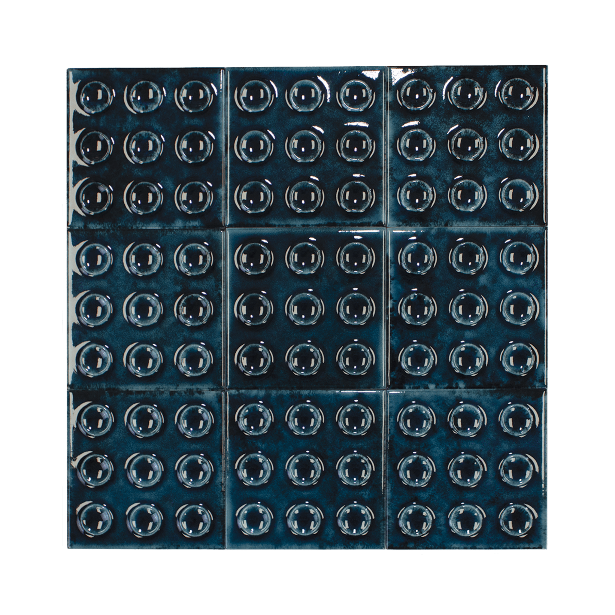Bubble 4x4 Square Sapphire Blue Ceramic Tiles - Cemento Collection