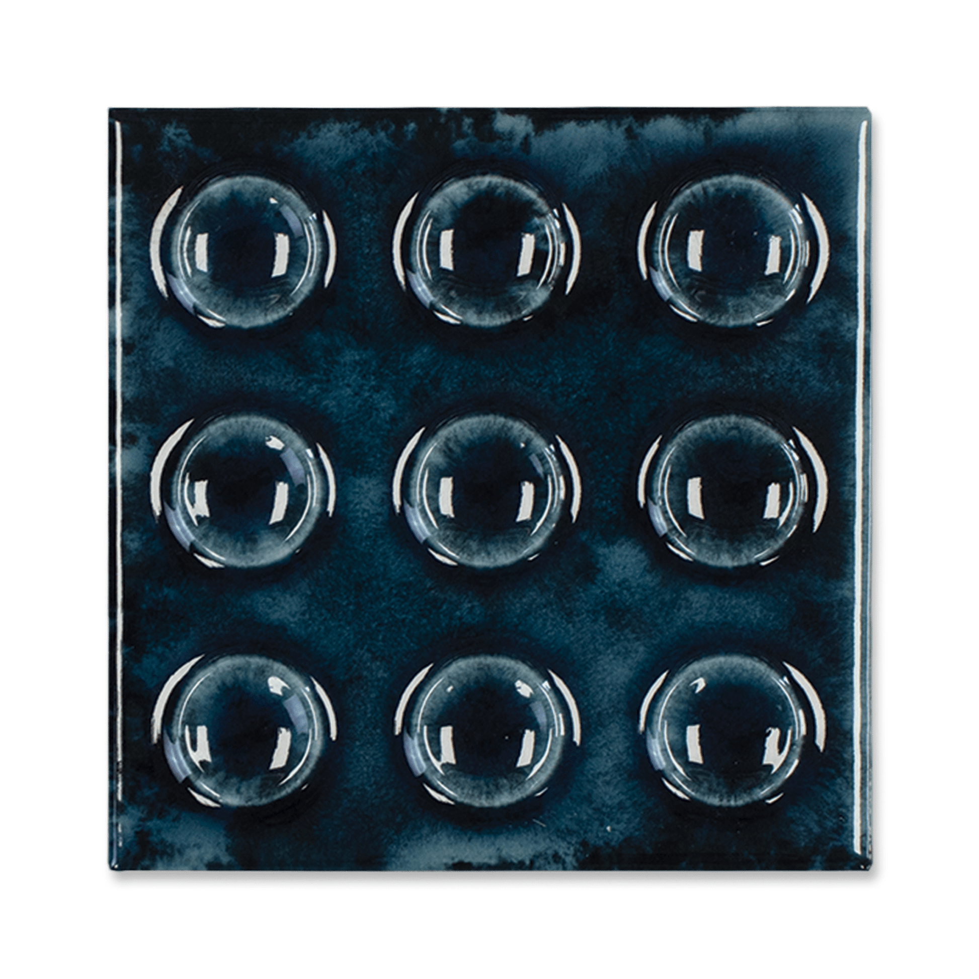 Bubble 4x4 Square Sapphire Blue Ceramic Tiles - Cemento Collection