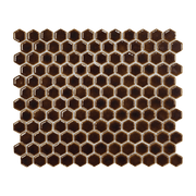 Burnt Brown Glossy Hexagon Mosaic Tile - Cemento Collection