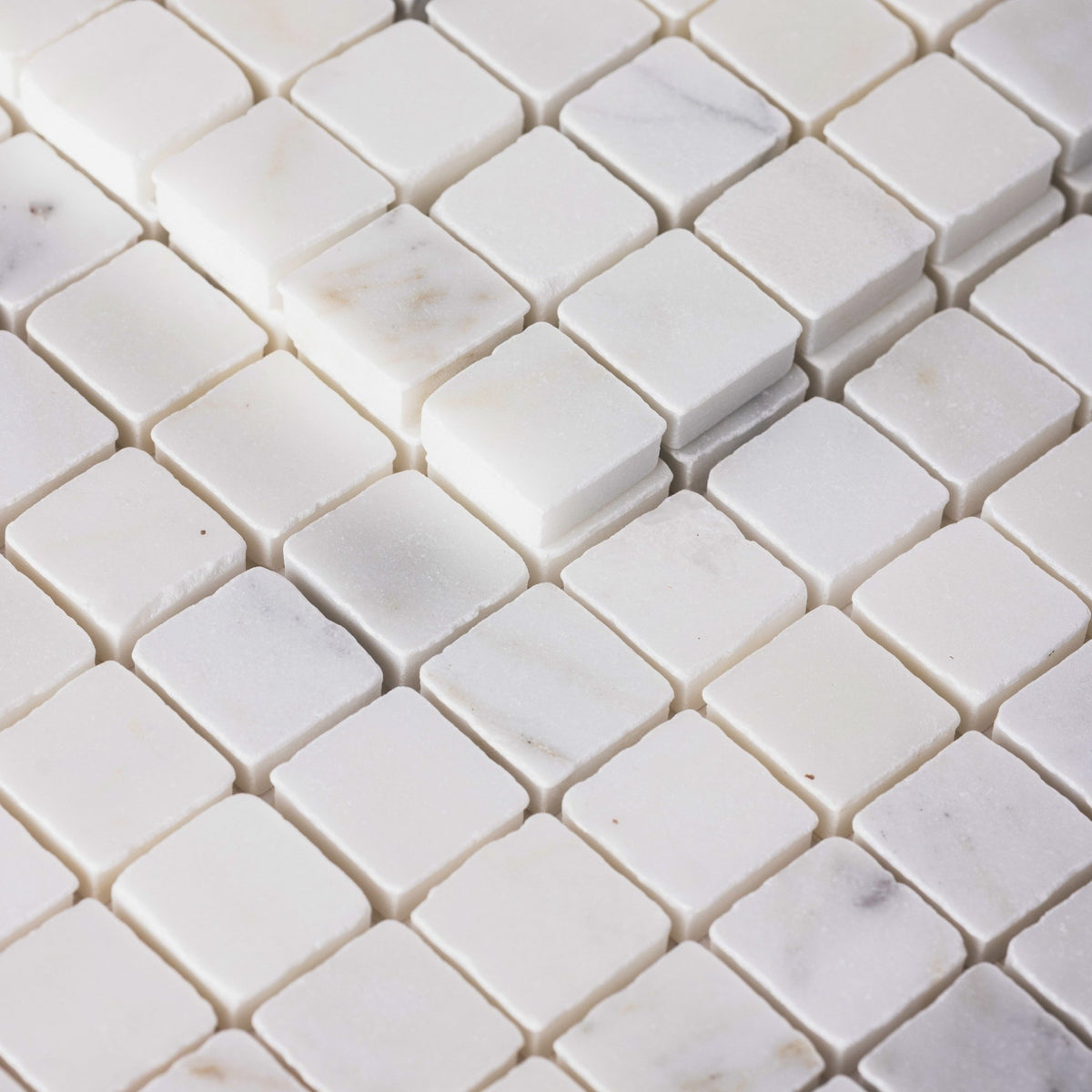 Calacatta Gold 1x1 Patina Marble Mosaic Tile - Cemento Collection