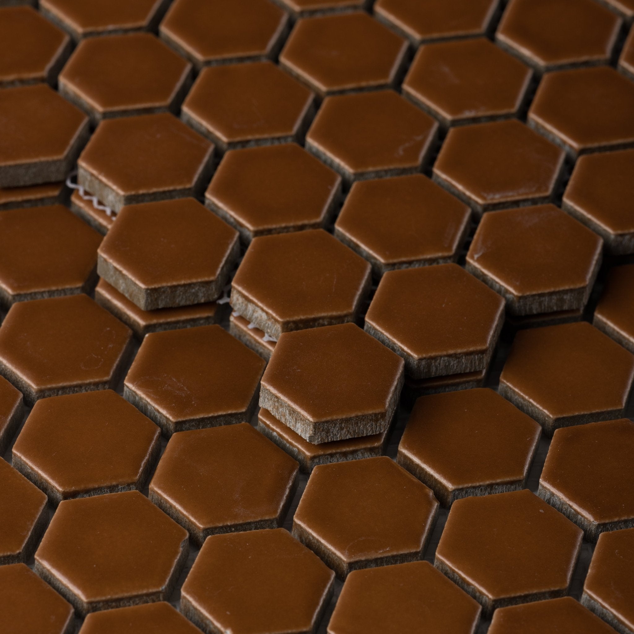Caramel 1" Hexagon Matte Porcelain Mosaic Tile - Cemento Collection