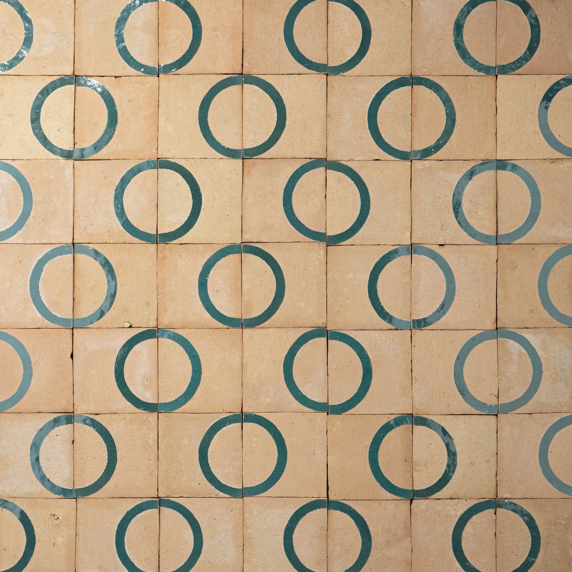 Chiseled 4x4 Circular Aquamarine Green Zellige Tile - Cemento Collection