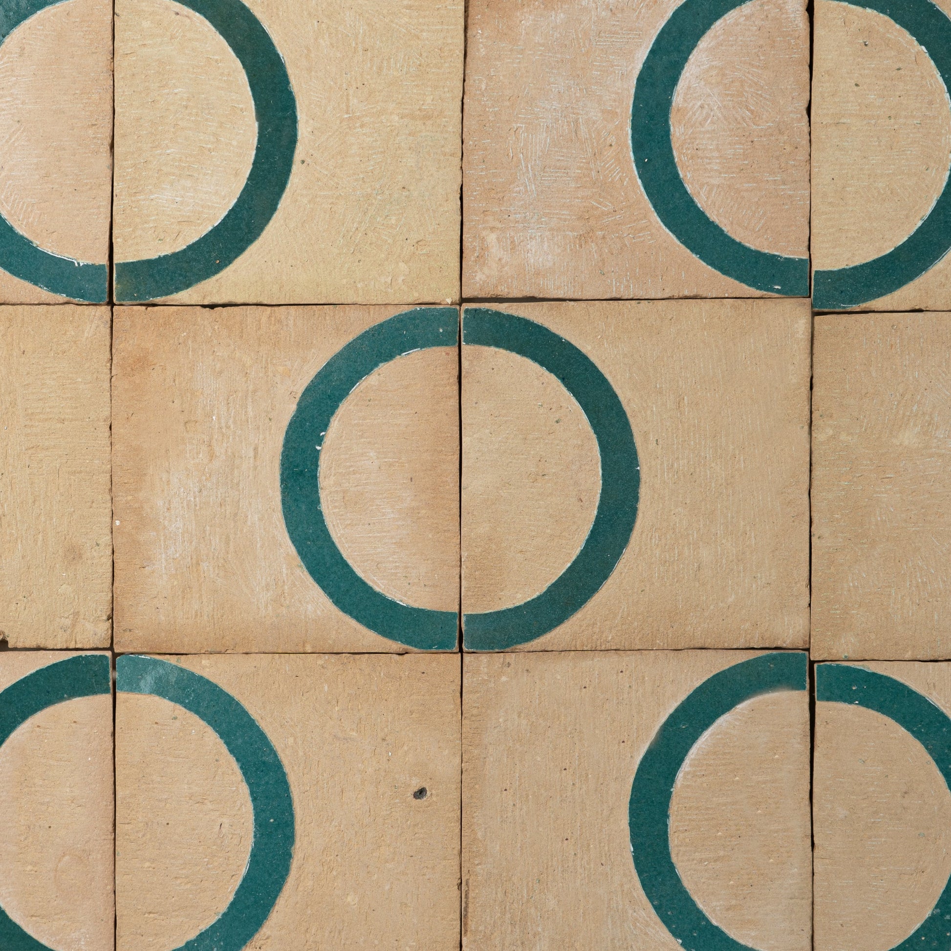 Chiseled 4x4 Circular Aquamarine Green Zellige Tile - Cemento Collection