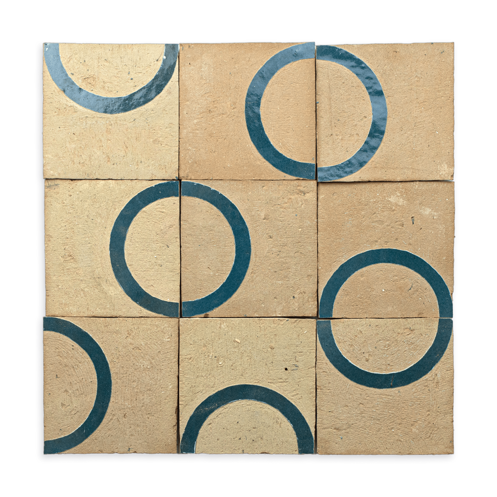Chiseled 4x4 Circular Aquamarine Green Zellige Tile - Cemento Collection