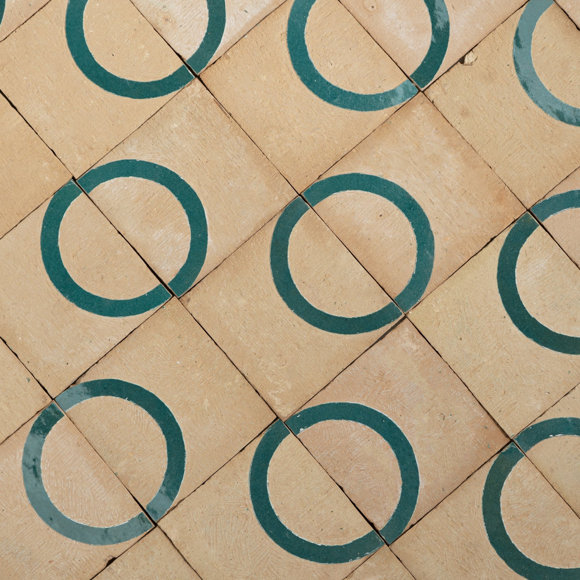 Chiseled 4x4 Circular Aquamarine Green Zellige Tile - Cemento Collection