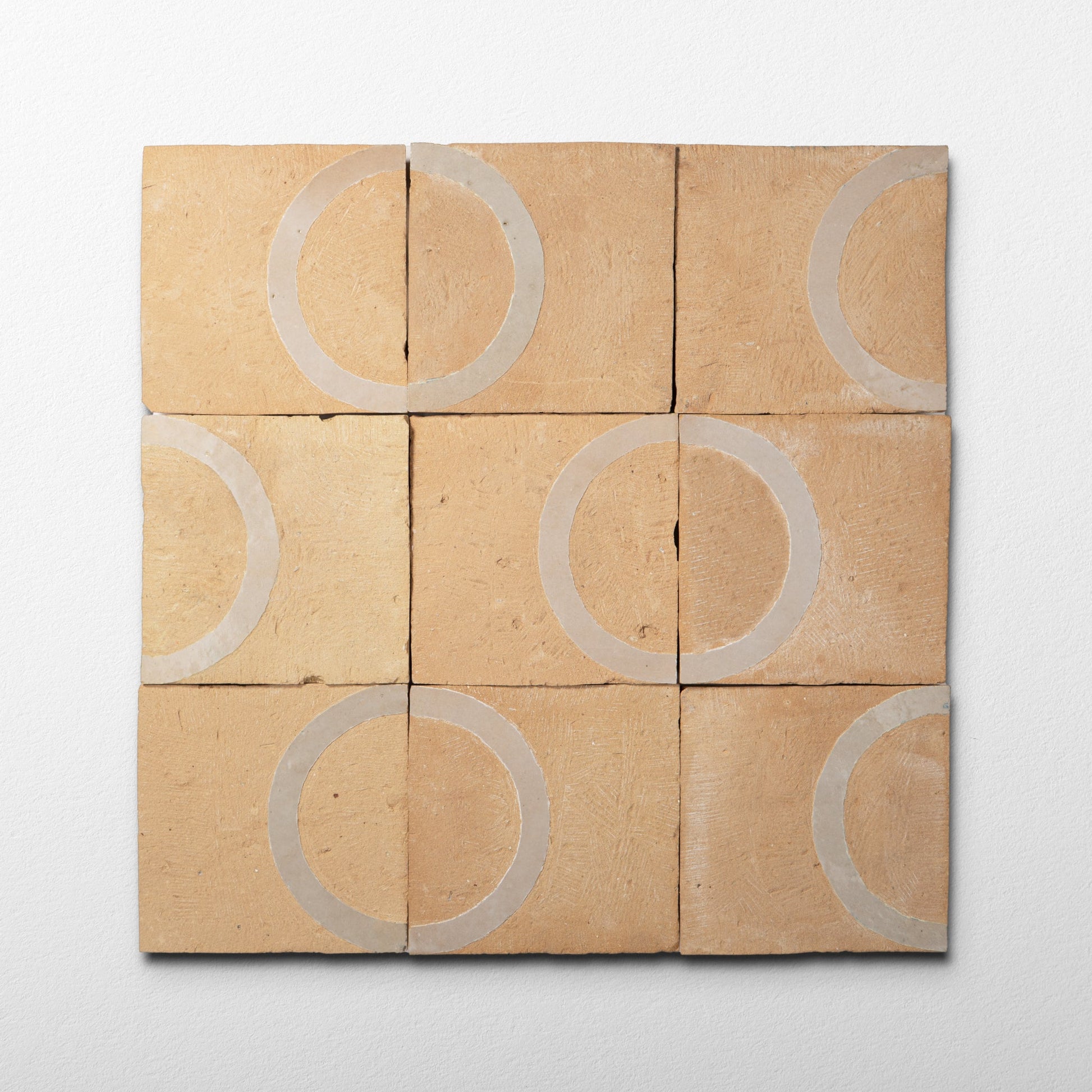 Chiseled 4x4 Circular Ecru White Zellige Tile - Cemento Collection