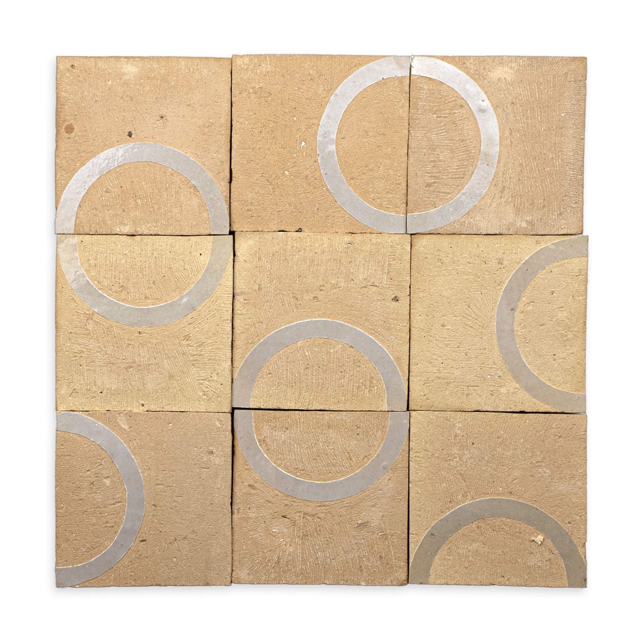 Chiseled 4x4 Circular Ecru White Zellige Tile - Cemento Collection