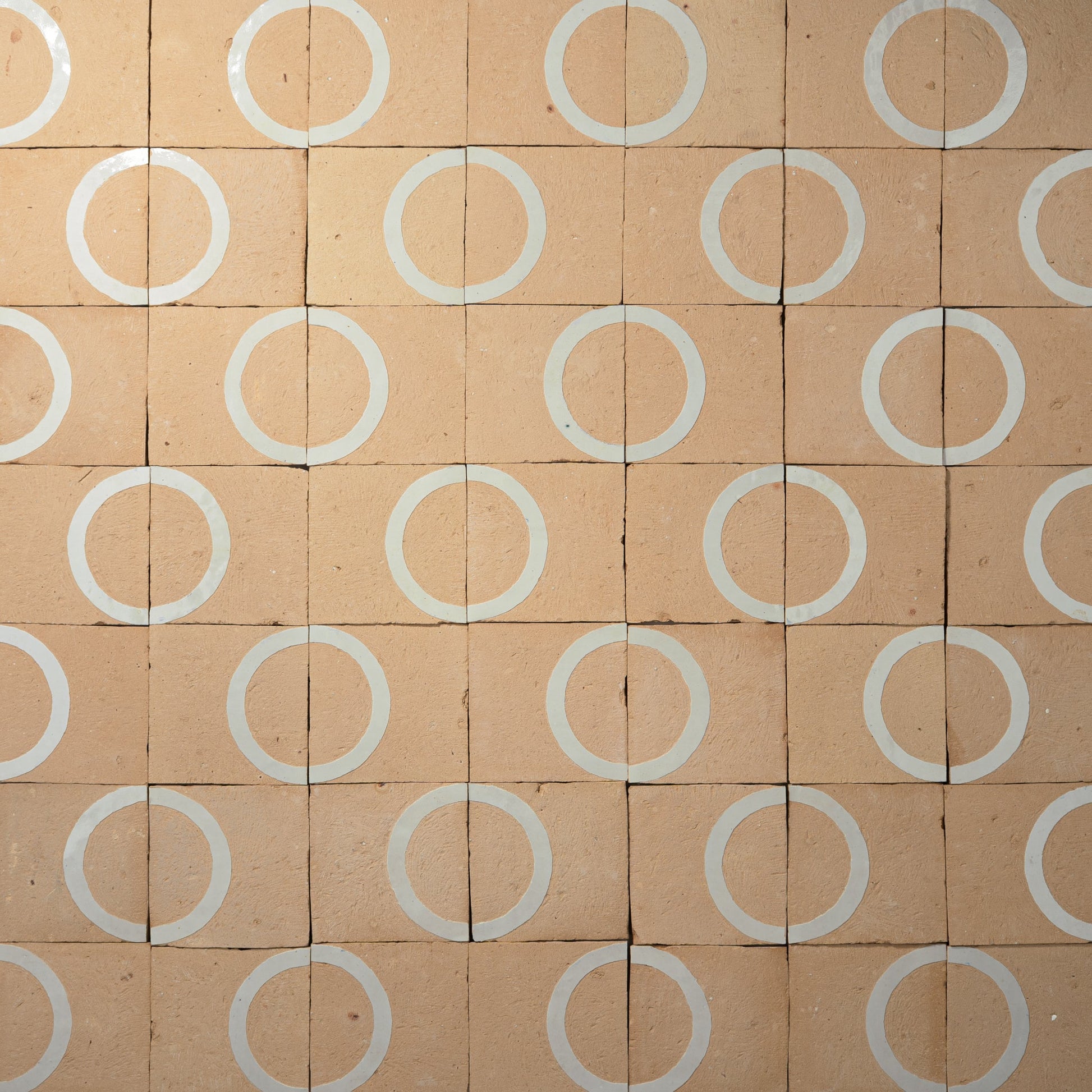 Chiseled 4x4 Circular Off White Zellige Tile - Cemento Collection
