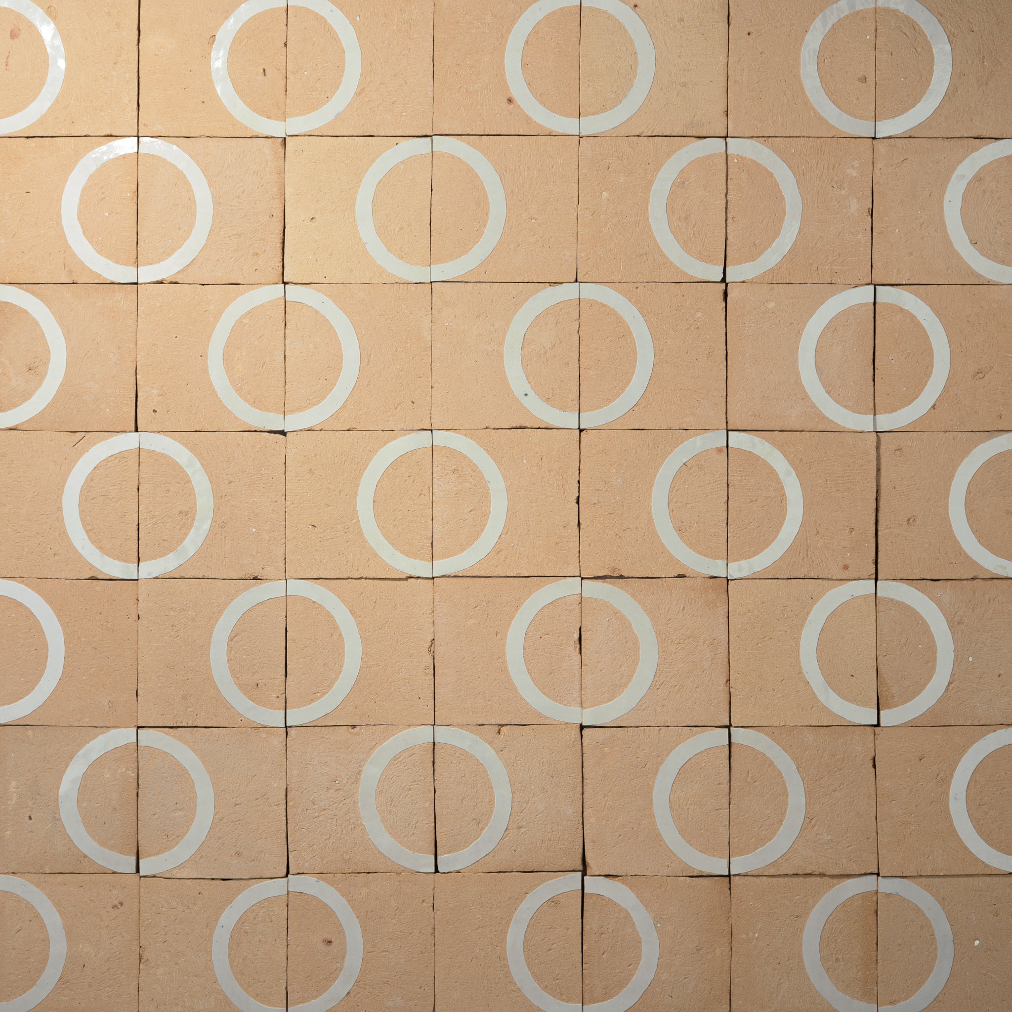 Chiseled 4x4 Circular Off White Zellige Tile - Cemento Collection