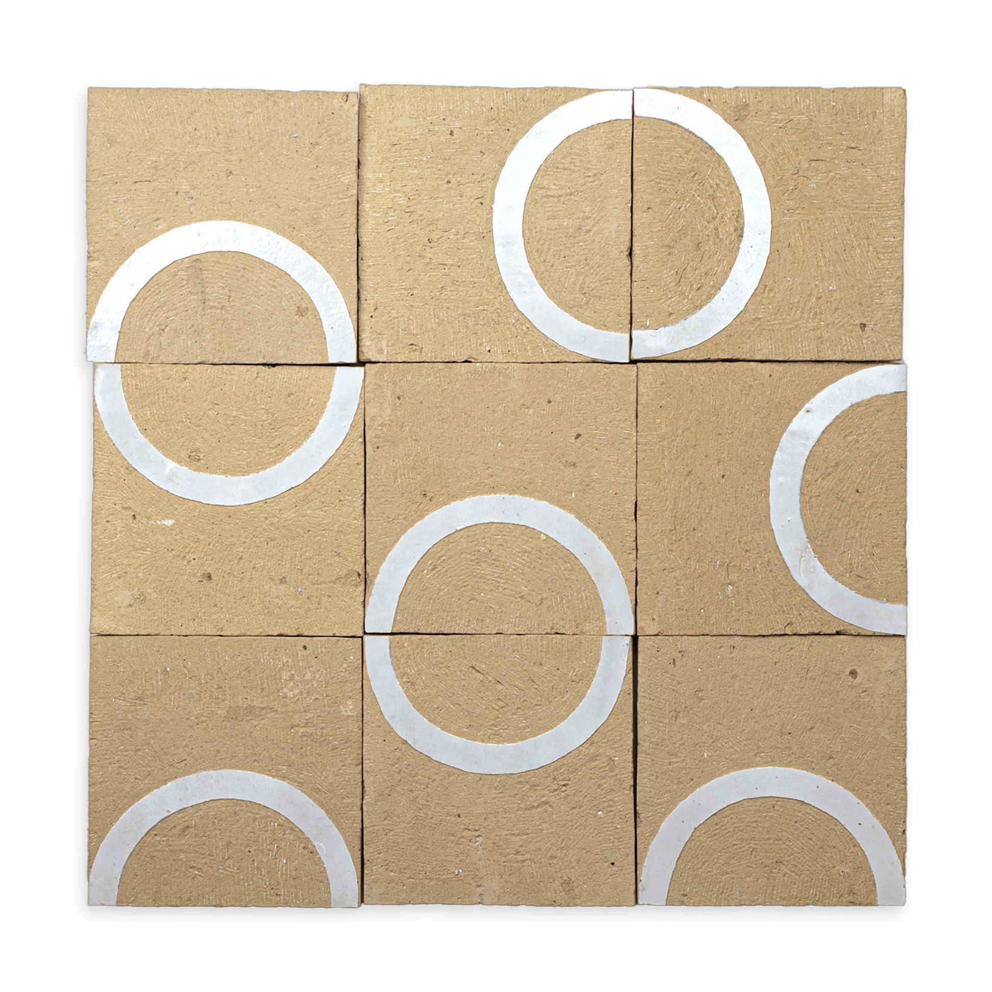 Chiseled 4x4 Circular Off White Zellige Tile - Cemento Collection