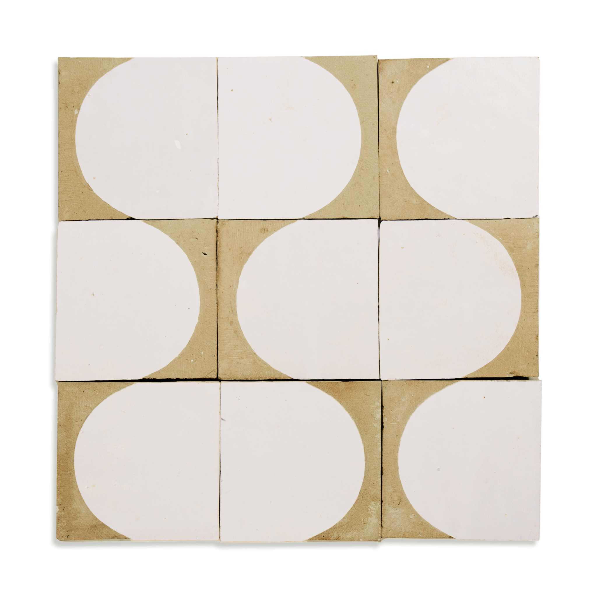 Chiseled 4x4 Half - Moon Off White Zellige Tile - Cemento Collection