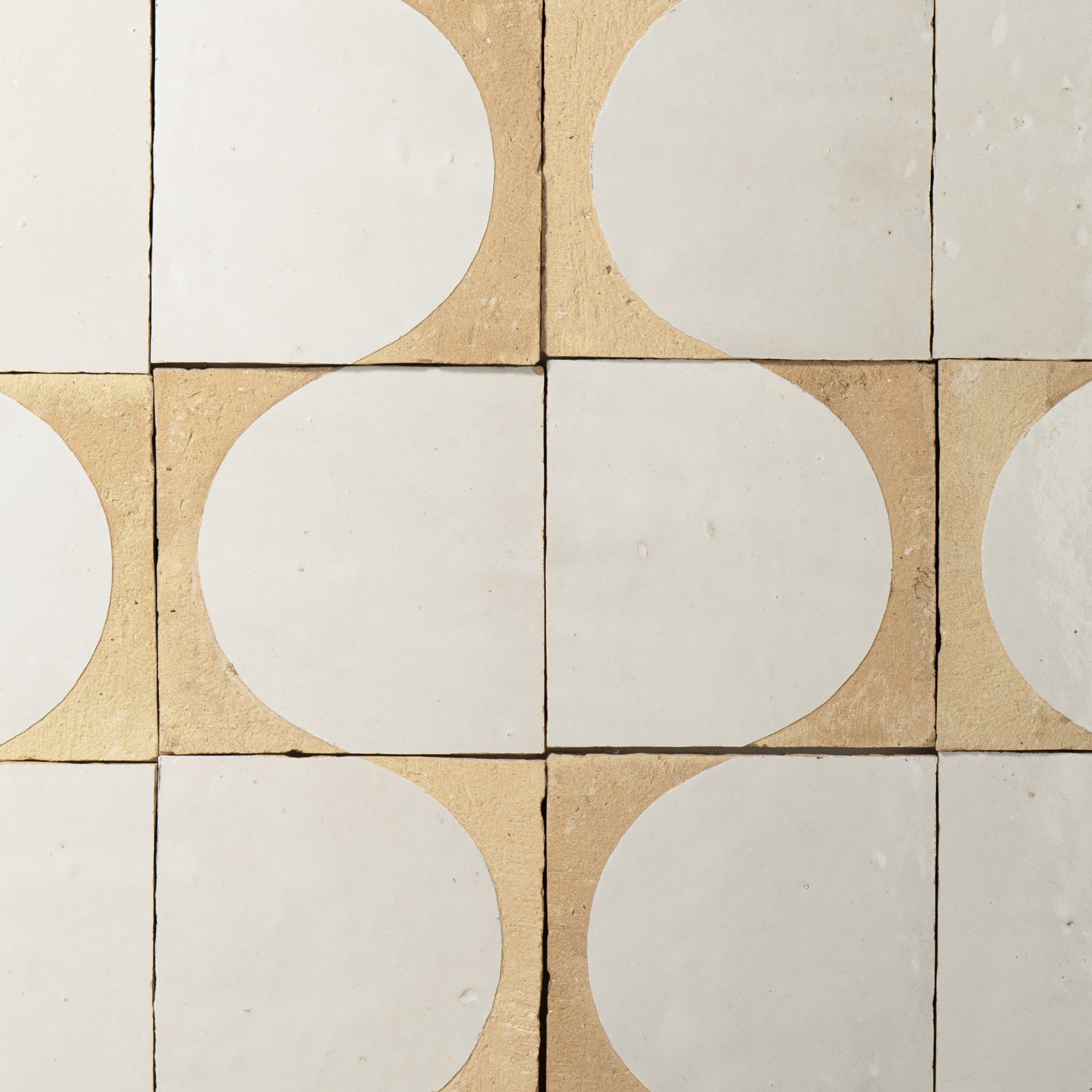 Chiseled 4x4 Half-Moon Off White Zellige Tile | Cemento Collection