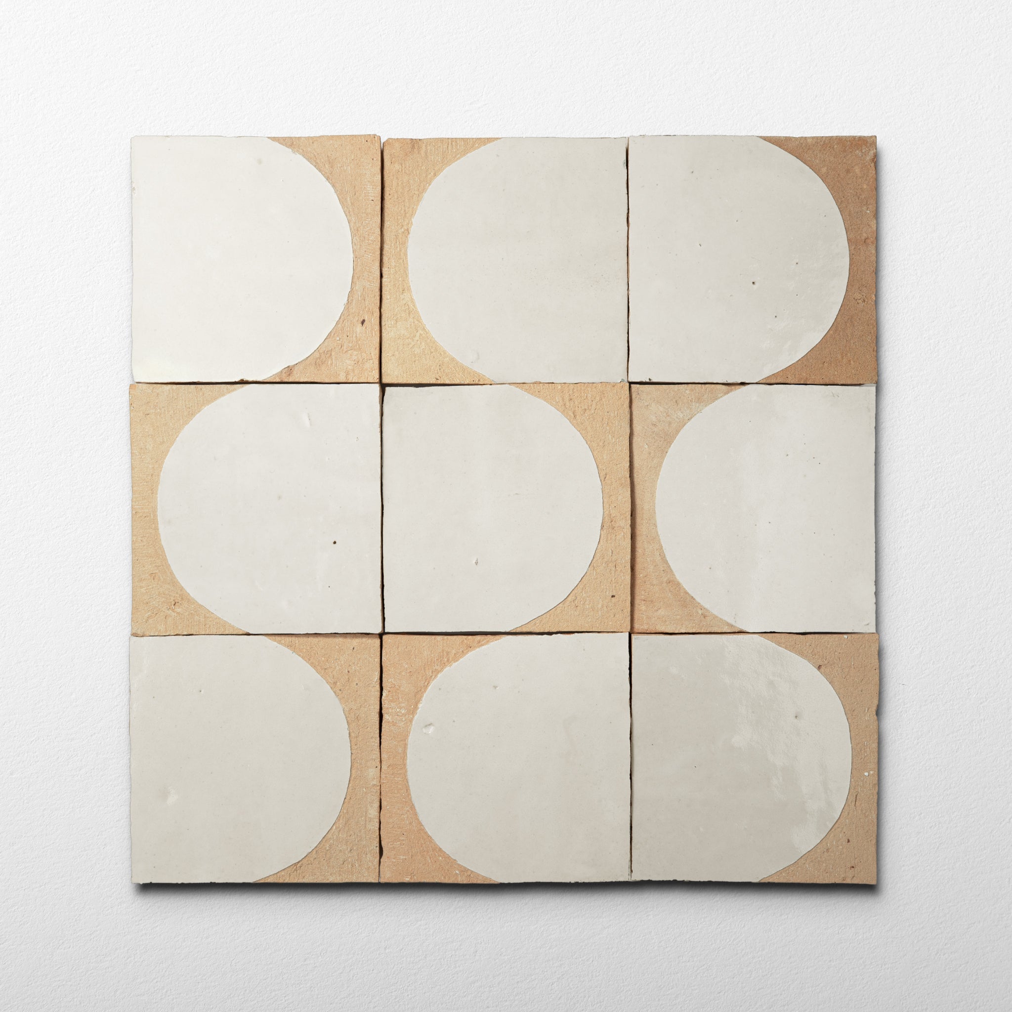 Chiseled 4x4 Half - Moon Off White Zellige Tile - Cemento Collection