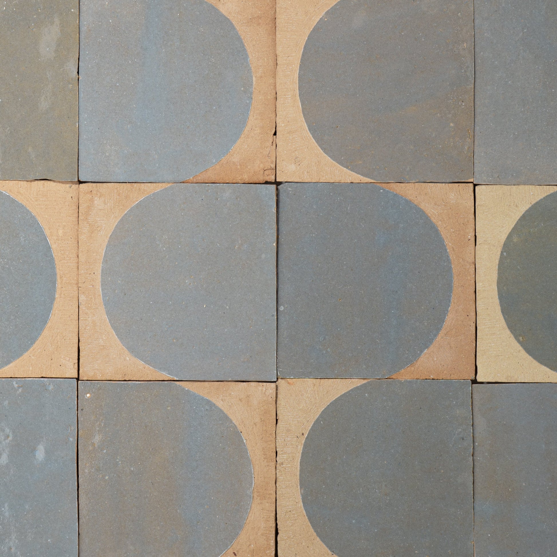 Chiseled 4x4 Half - Moon Pewter Grey Zellige Tile - Cemento Collection