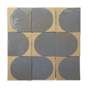 Chiseled 4x4 Half - Moon Pewter Grey Zellige Tile - Cemento Collection