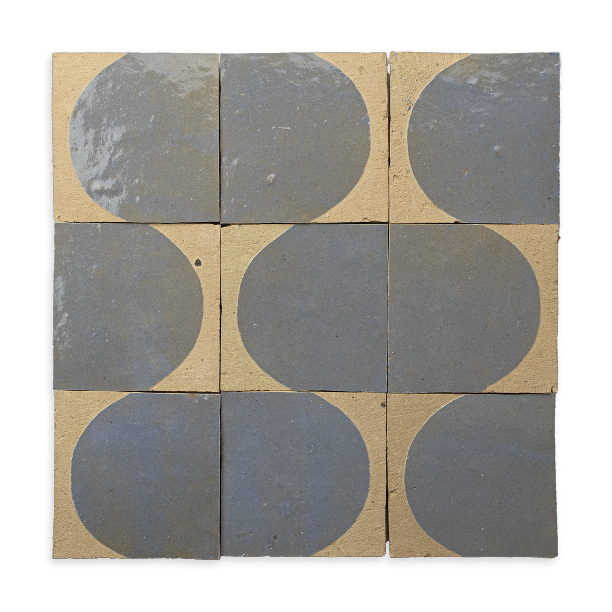 Chiseled 4x4 Half - Moon Pewter Grey Zellige Tile - Cemento Collection