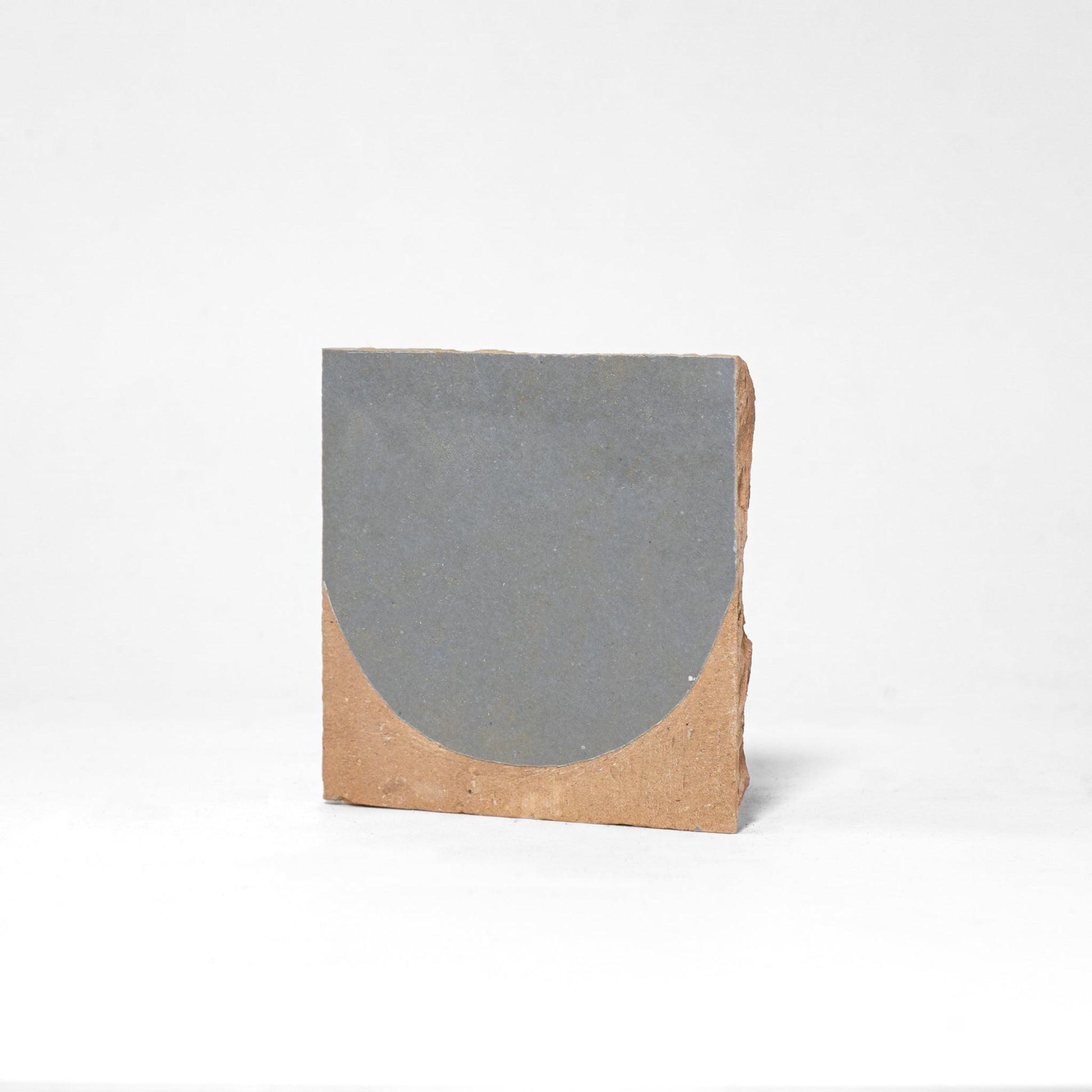 Chiseled 4x4 Half - Moon Pewter Grey Zellige Tile - Cemento Collection