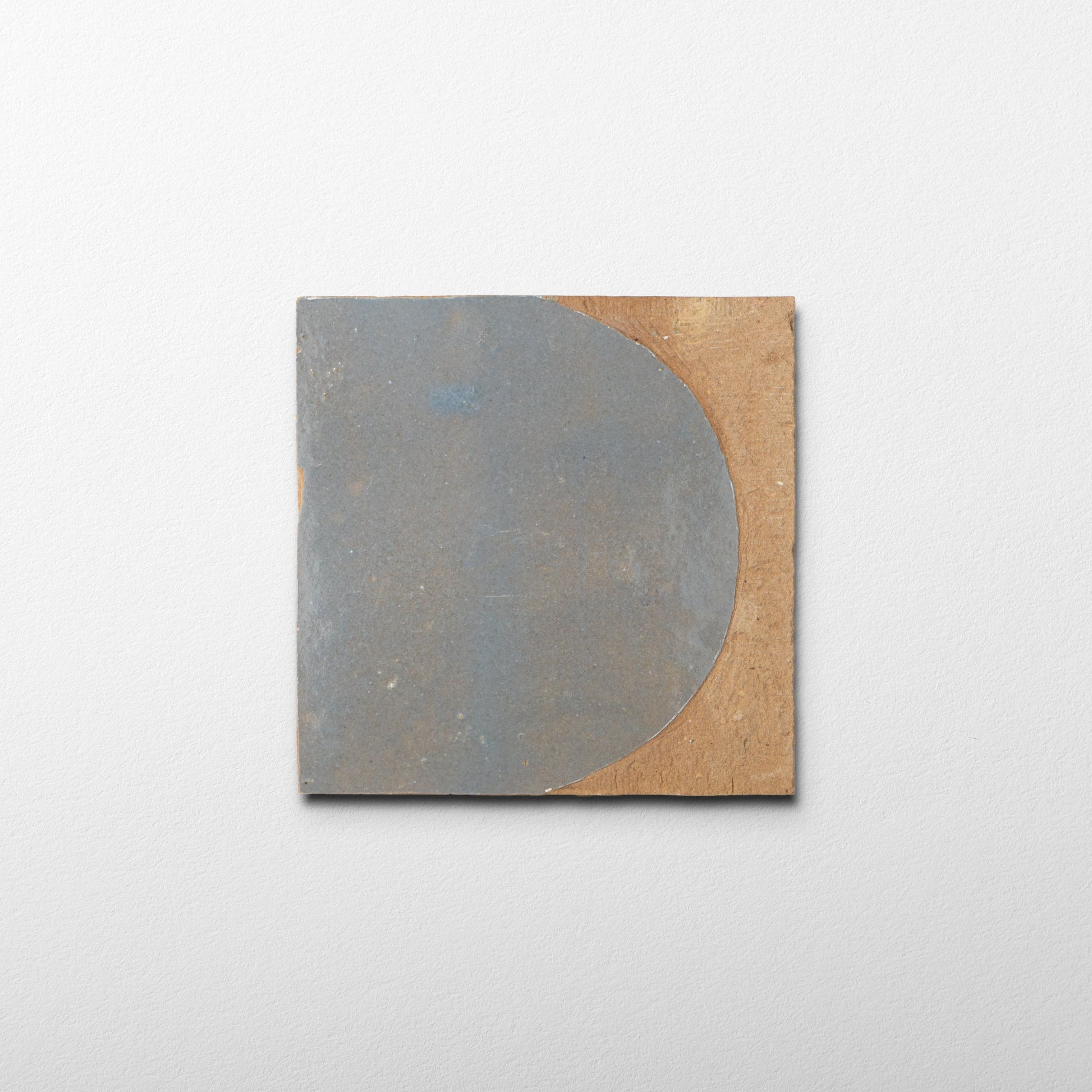 Chiseled 4x4 Half - Moon Pewter Grey Zellige Tile - Cemento Collection