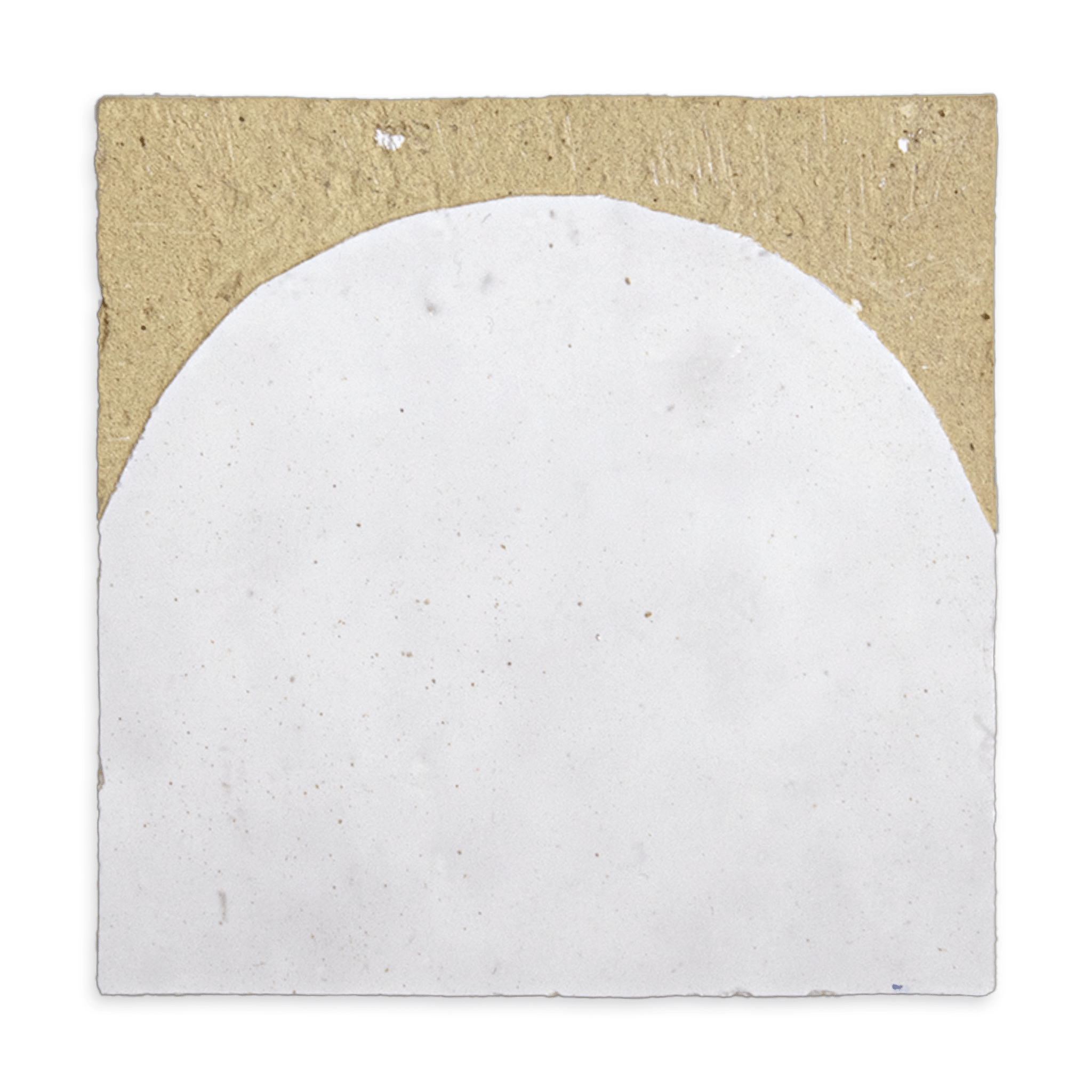 Chiseled 4x4 Half - Moon Snow White Zellige Tile - Cemento Collection