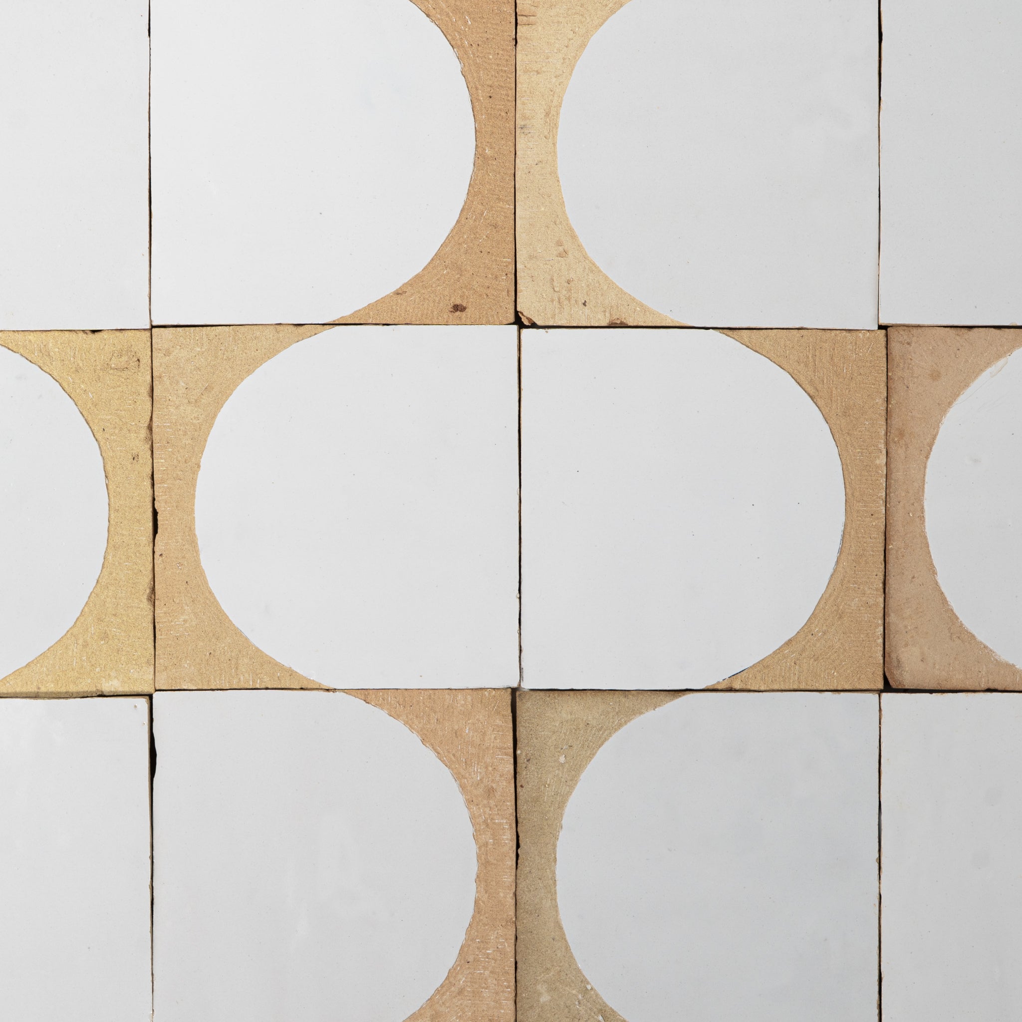 Chiseled 4x4 Half - Moon Snow White Zellige Tile - Cemento Collection