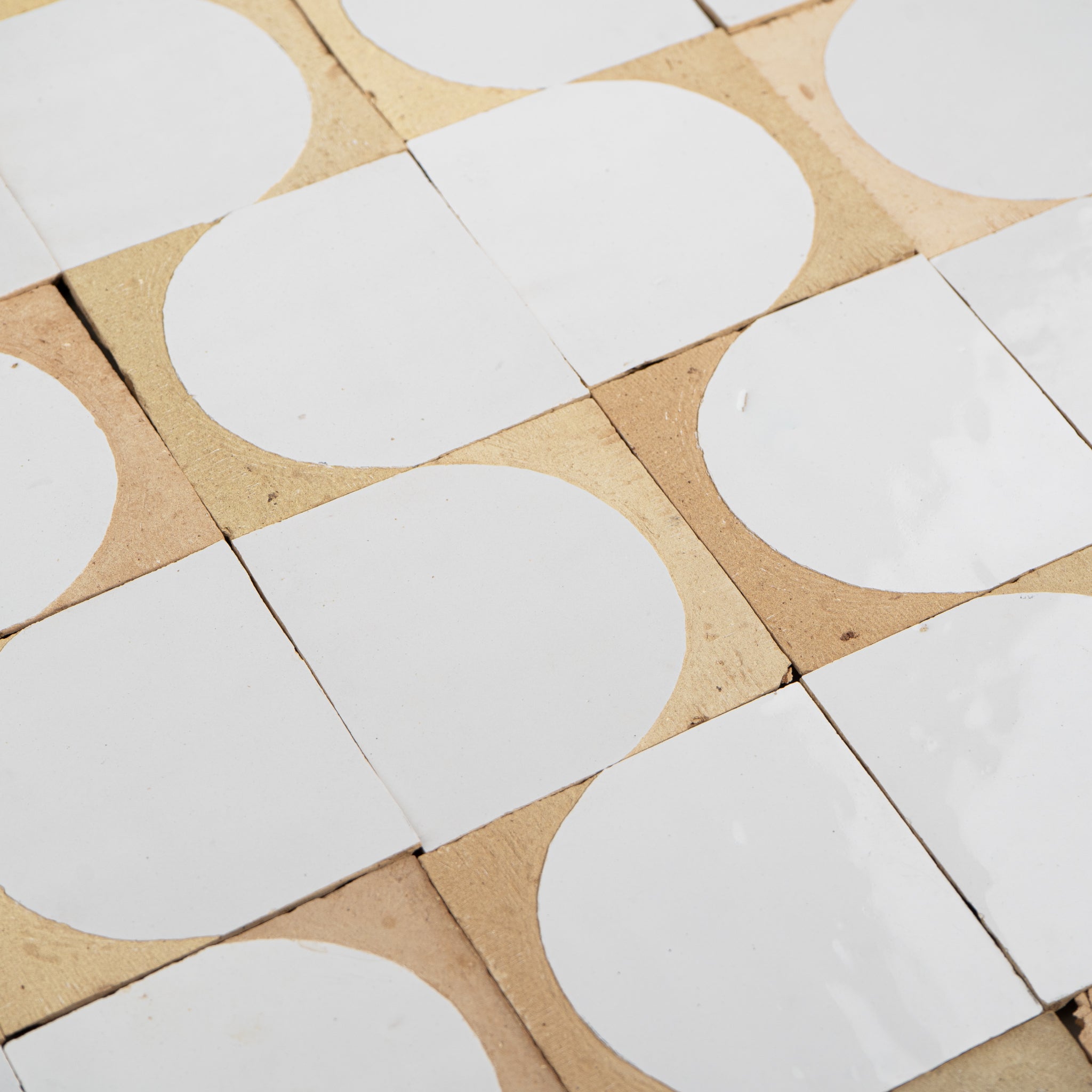 Chiseled 4x4 Half - Moon Snow White Zellige Tile - Cemento Collection