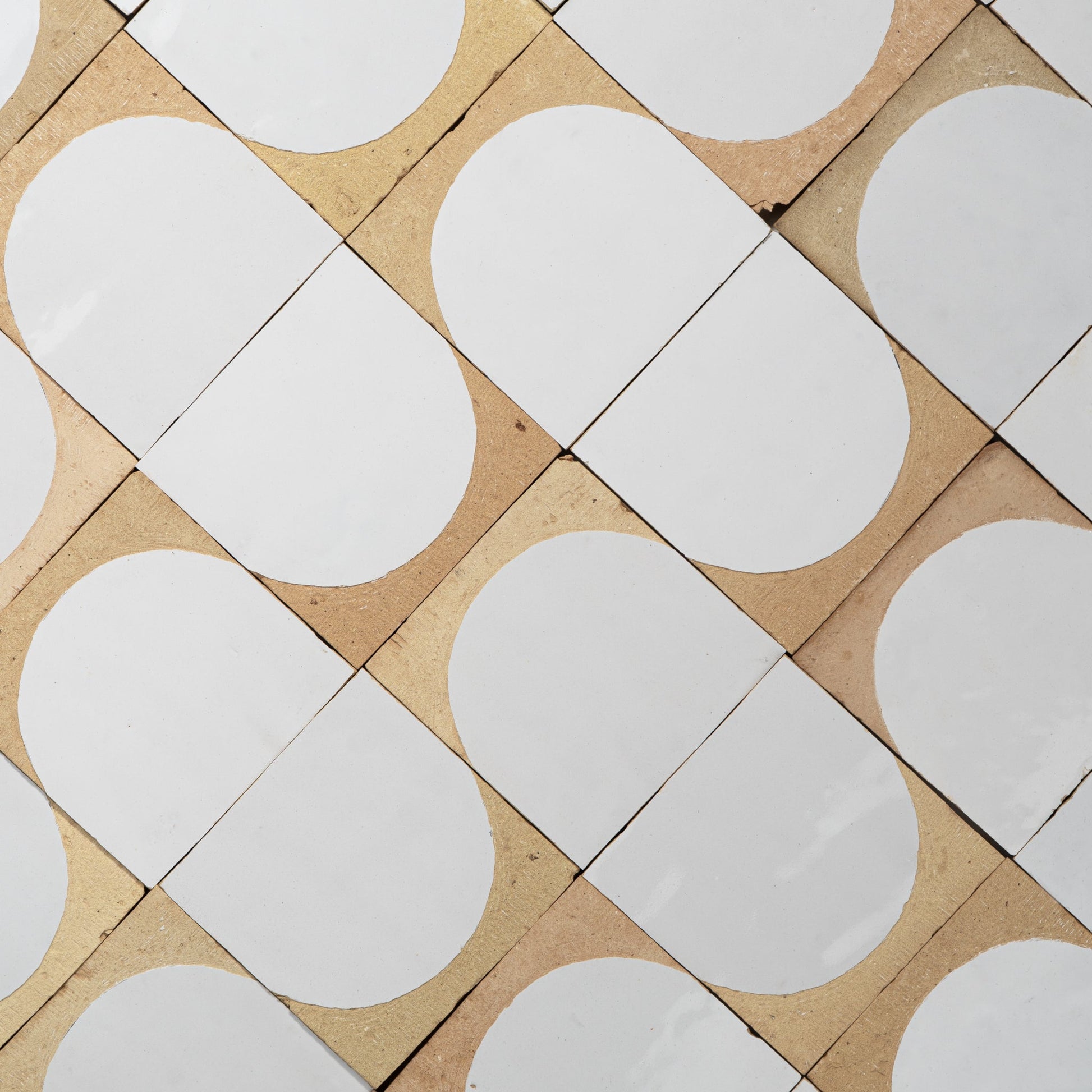 Chiseled 4x4 Half - Moon Snow White Zellige Tile - Cemento Collection