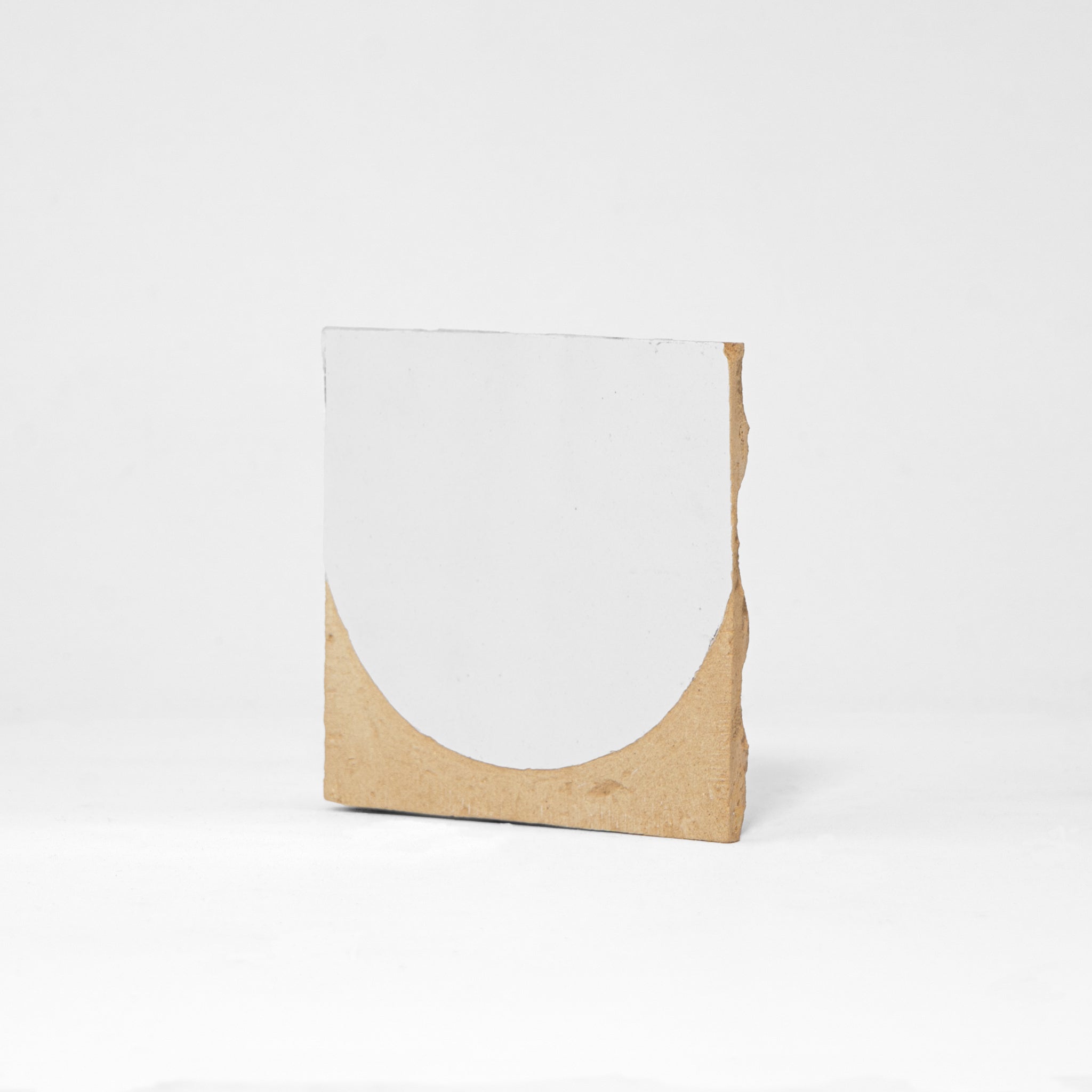 Chiseled 4x4 Half - Moon Snow White Zellige Tile - Cemento Collection