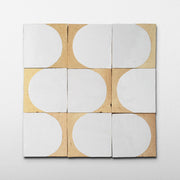 Chiseled 4x4 Half - Moon Snow White Zellige Tile - Cemento Collection