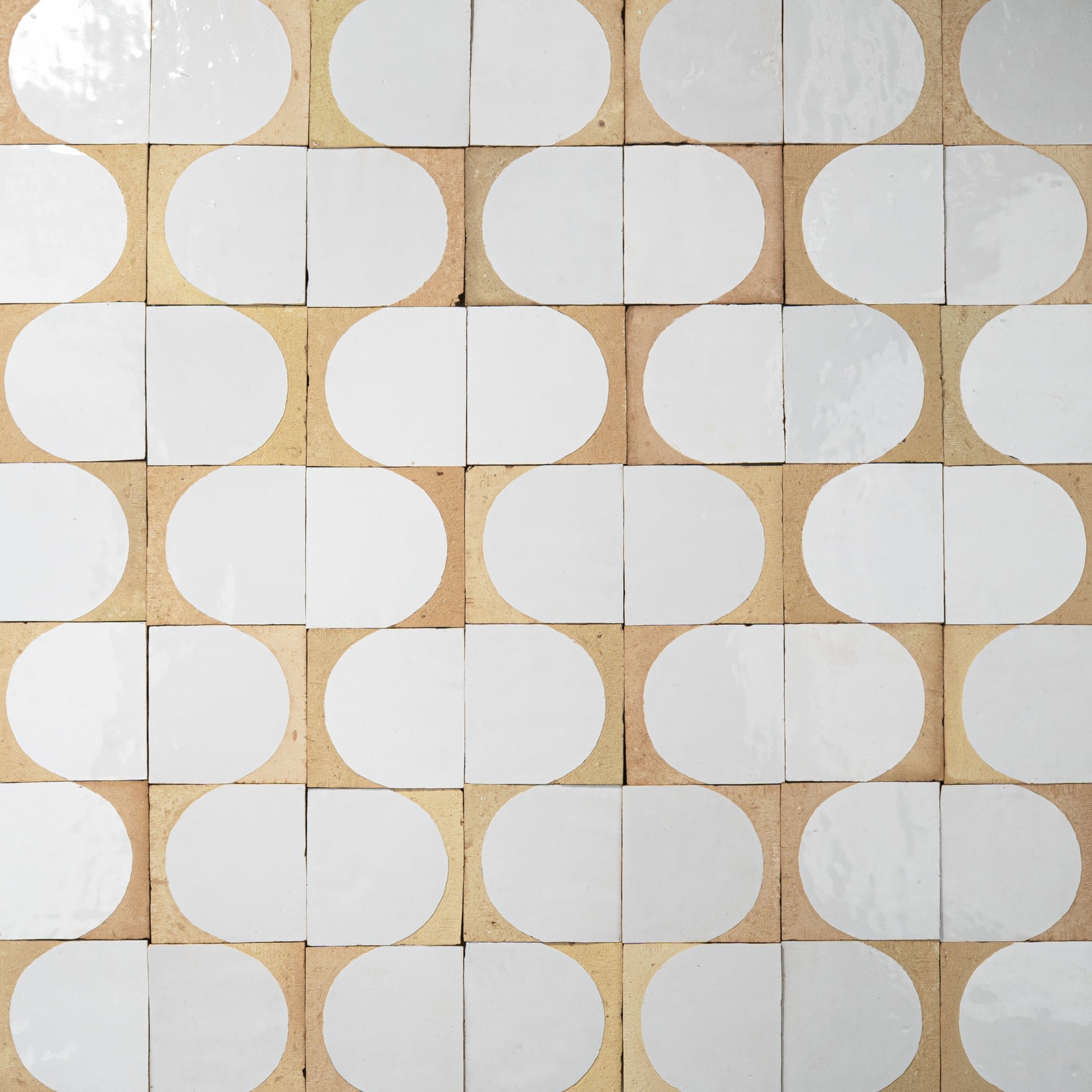 Chiseled 4x4 Half - Moon Snow White Zellige Tile - Cemento Collection