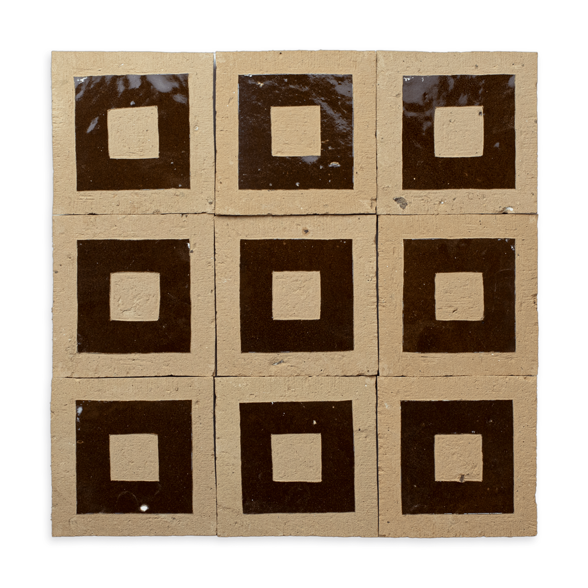 Chiseled 4x4 Square Chocolate Brown Zellige Tile - Cemento Collection