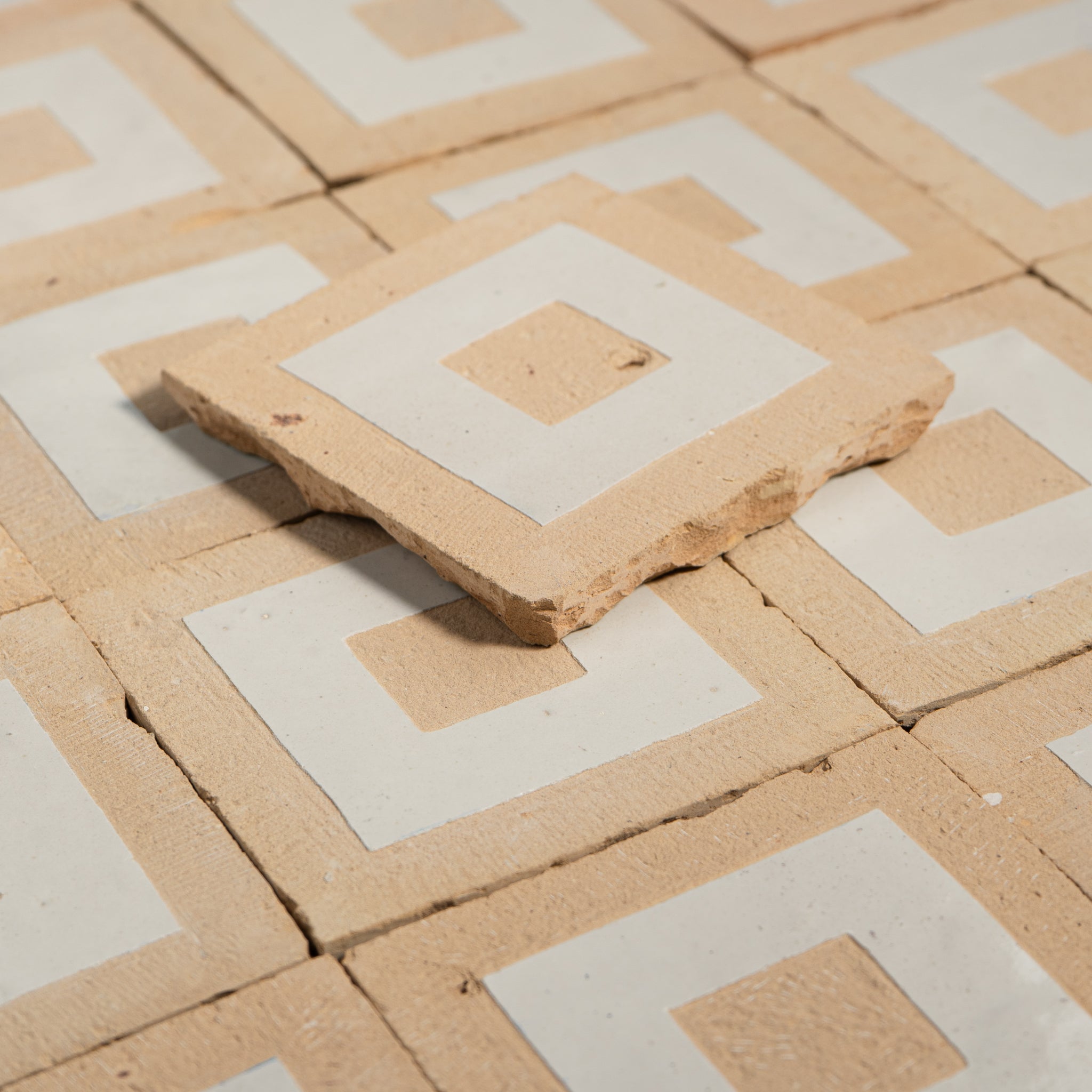 Chiseled 4x4 Square Off White Zellige Tile - Cemento Collection