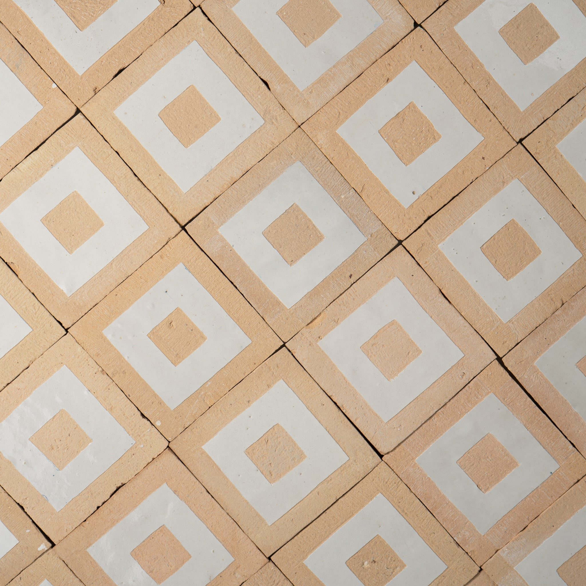 Chiseled 4x4 Square Off White Zellige Tile - Cemento Collection